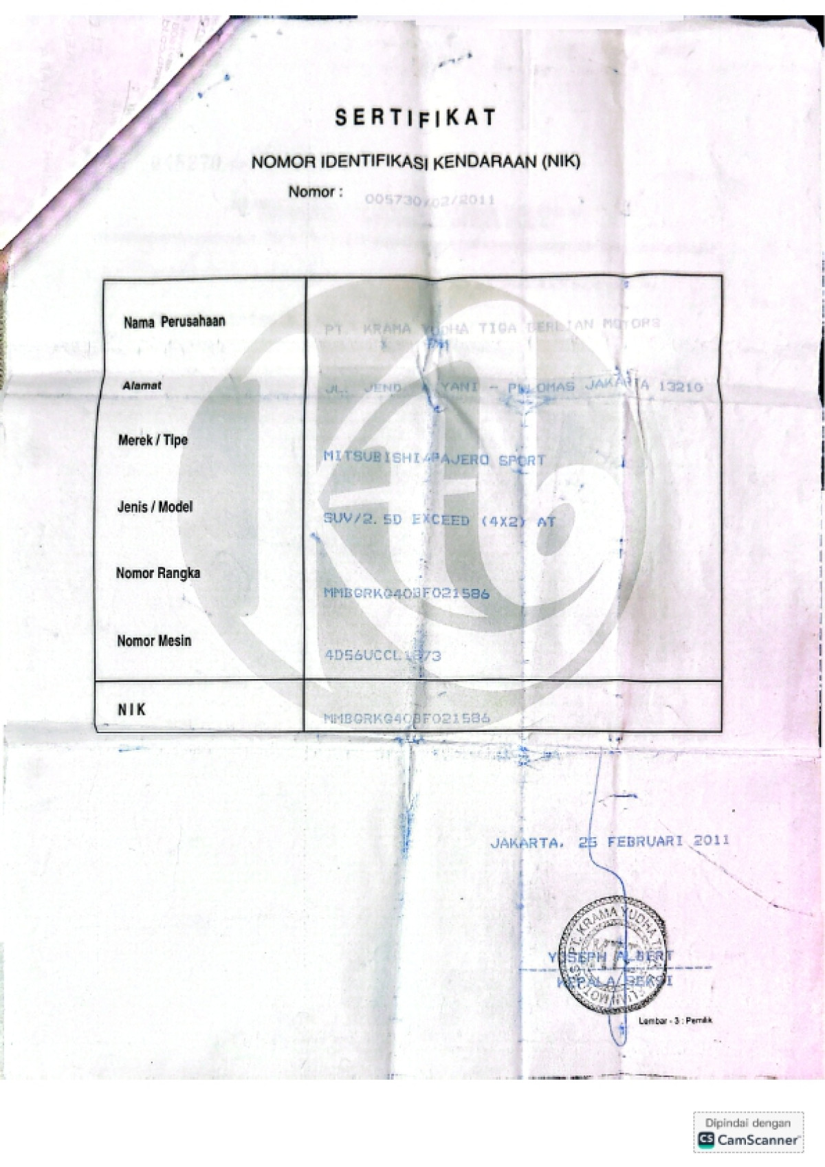 MITSUBISHI PAJERO SPORT 2.5 D EXCEED (4X2)