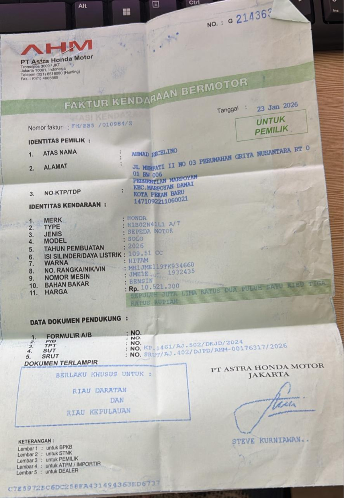 HONDA BEAT CBS FI CW