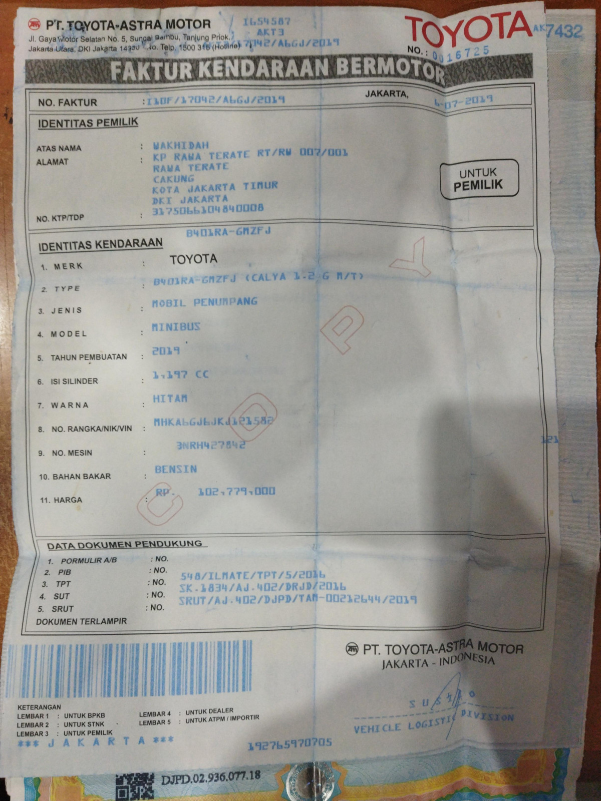 TOYOTA CALYA 1.2 G M/T