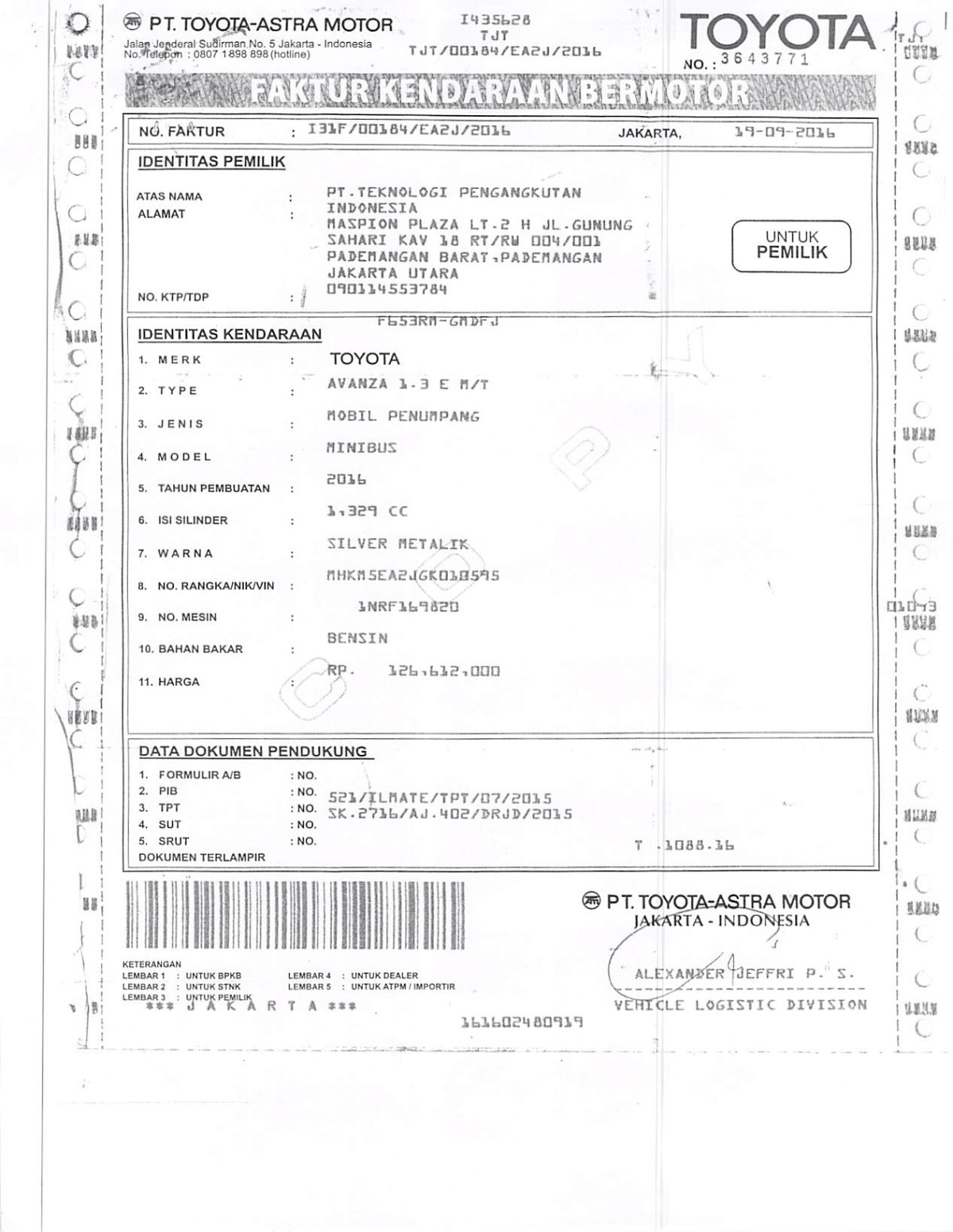 TOYOTA AVANZA 1.3 E