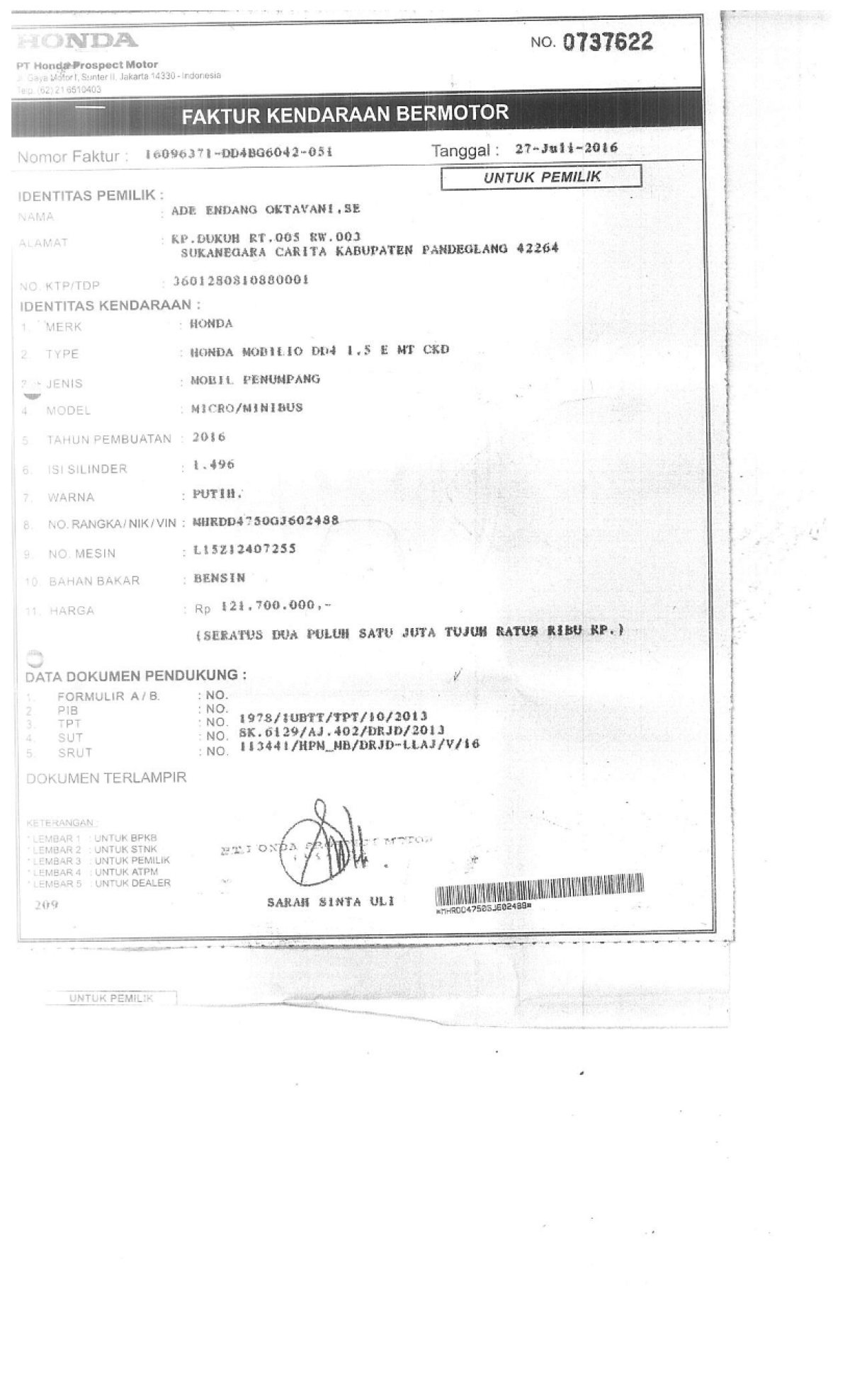 HONDA  MOBILIO  DD4 1.5E
