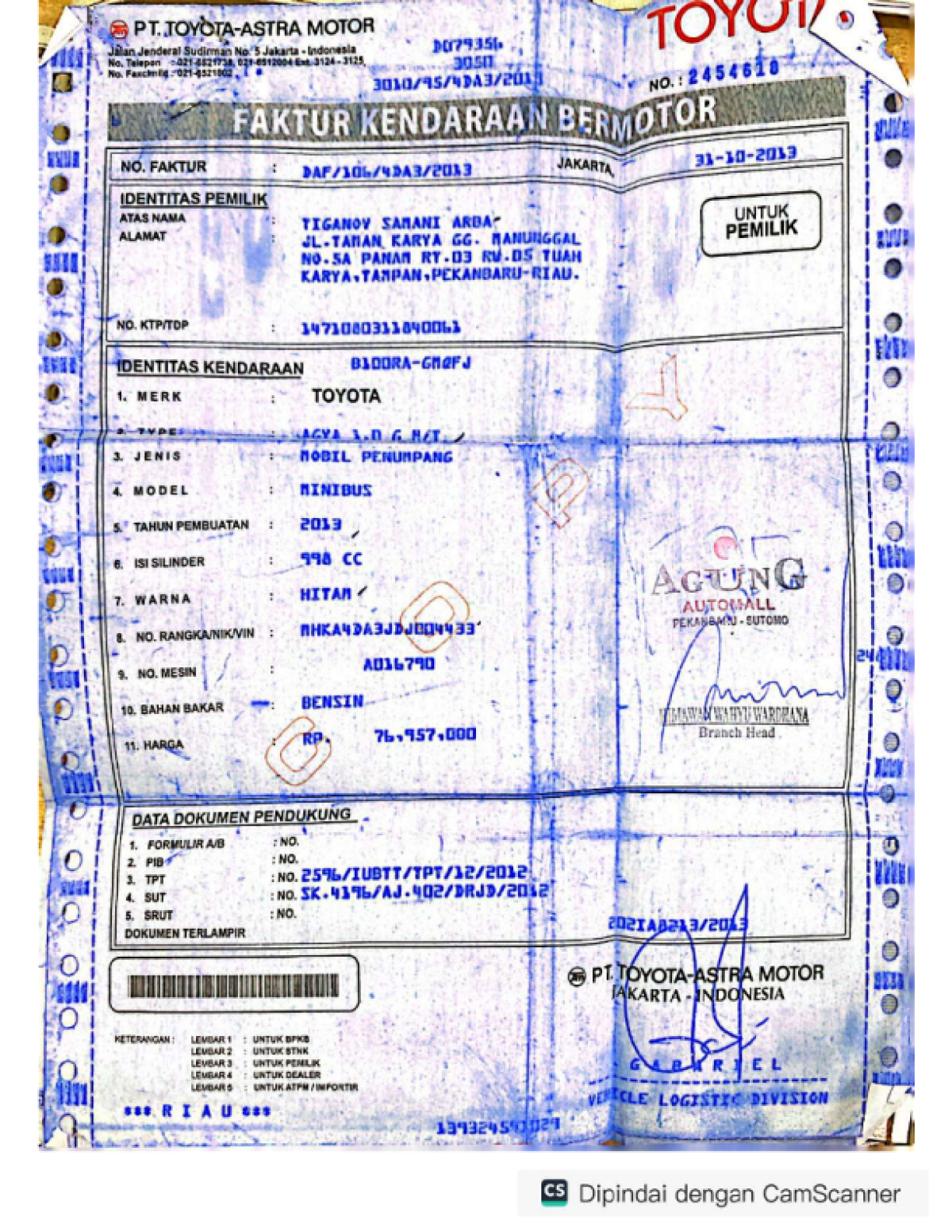 TOYOTA  AGYA  1.0 G