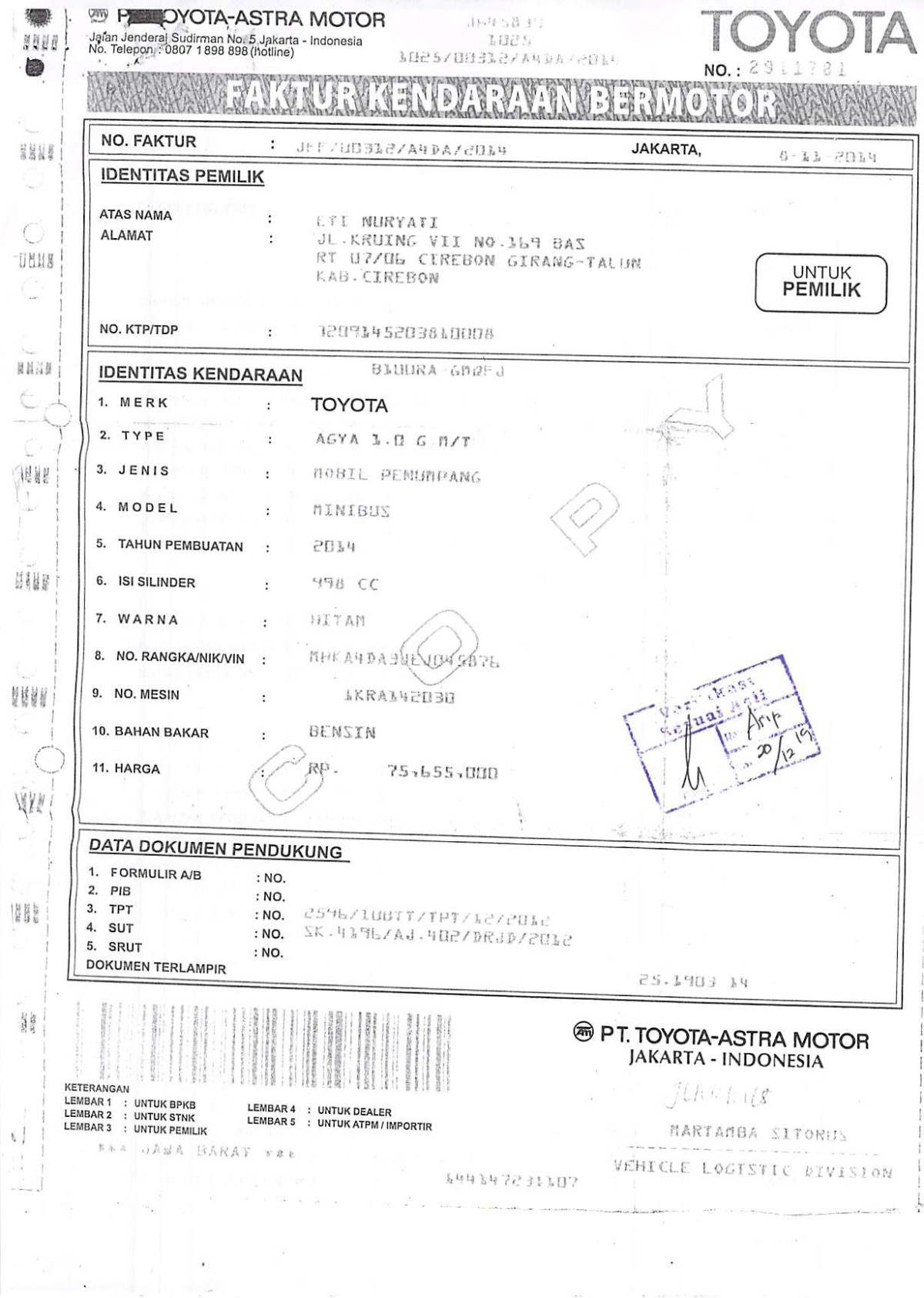 TOYOTA AGYA 1.0 G