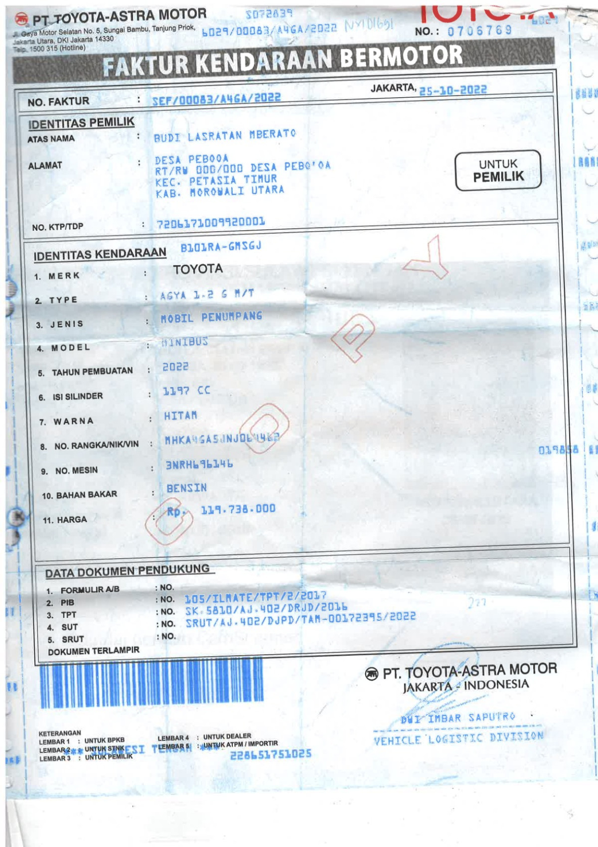 TOYOTA AGYA 1.2 G