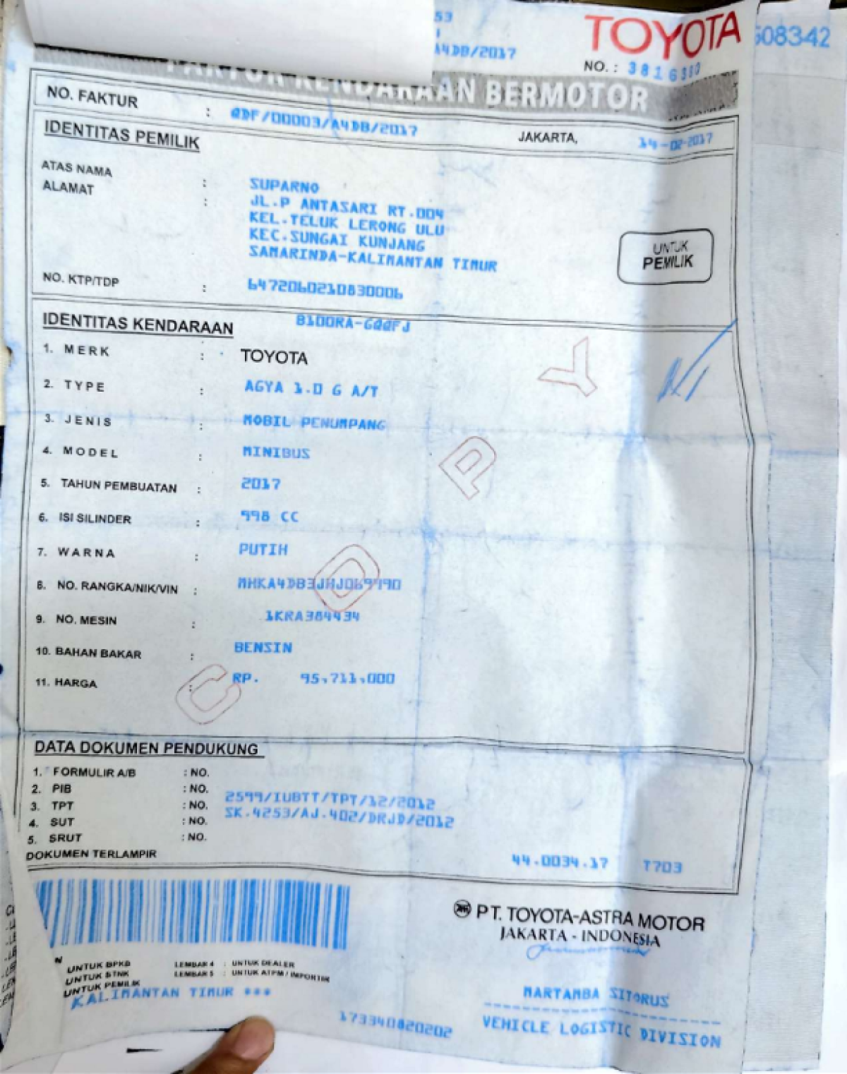 TOYOTA AGYA 1.0 G