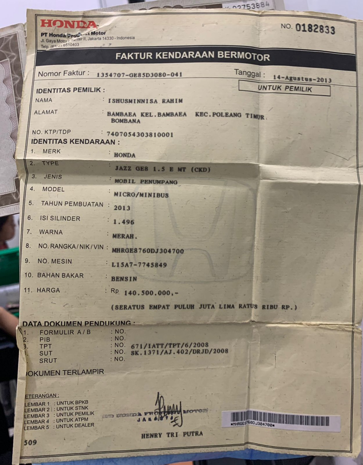 HONDA  JAZZ  GE8 1.5 E
