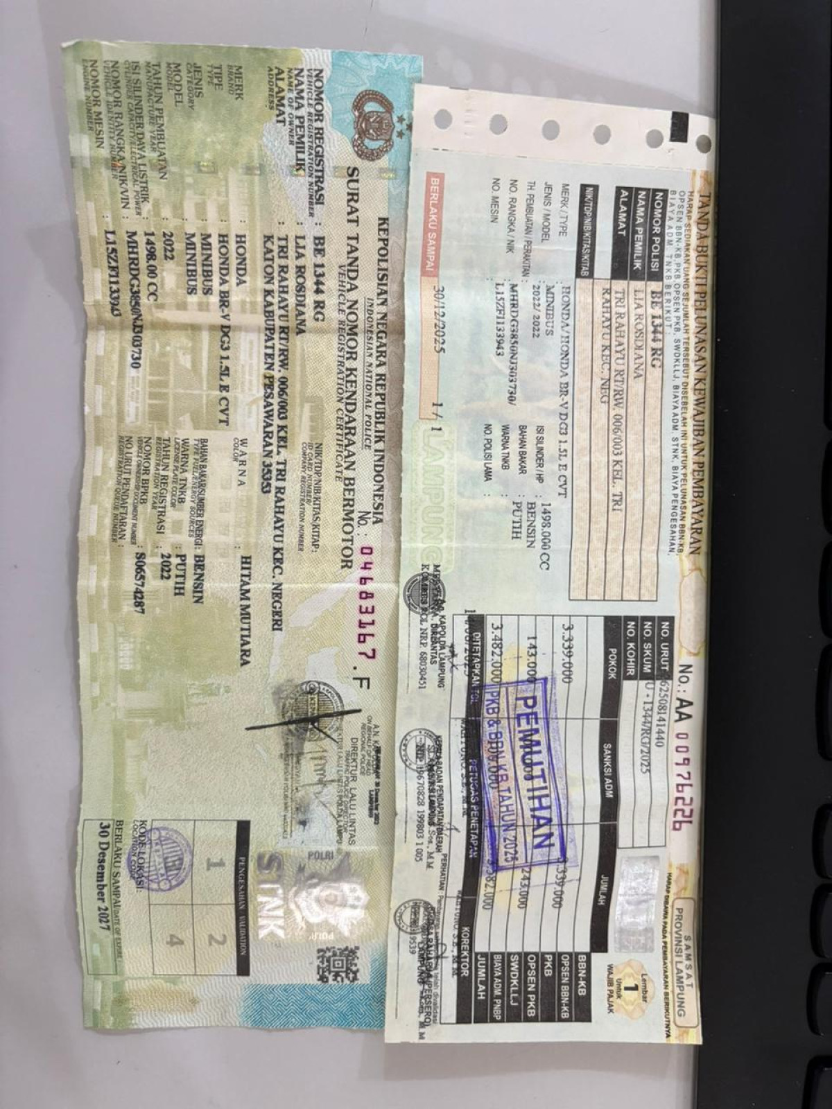 HONDA  BRV BR-V DG3 1.5 L E