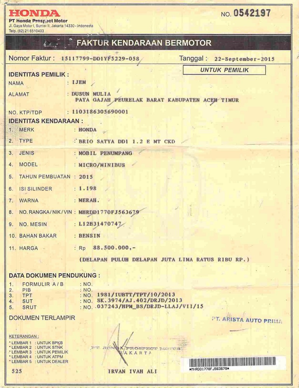 HONDA  BRIO  SATYA DD1 1.2 E
