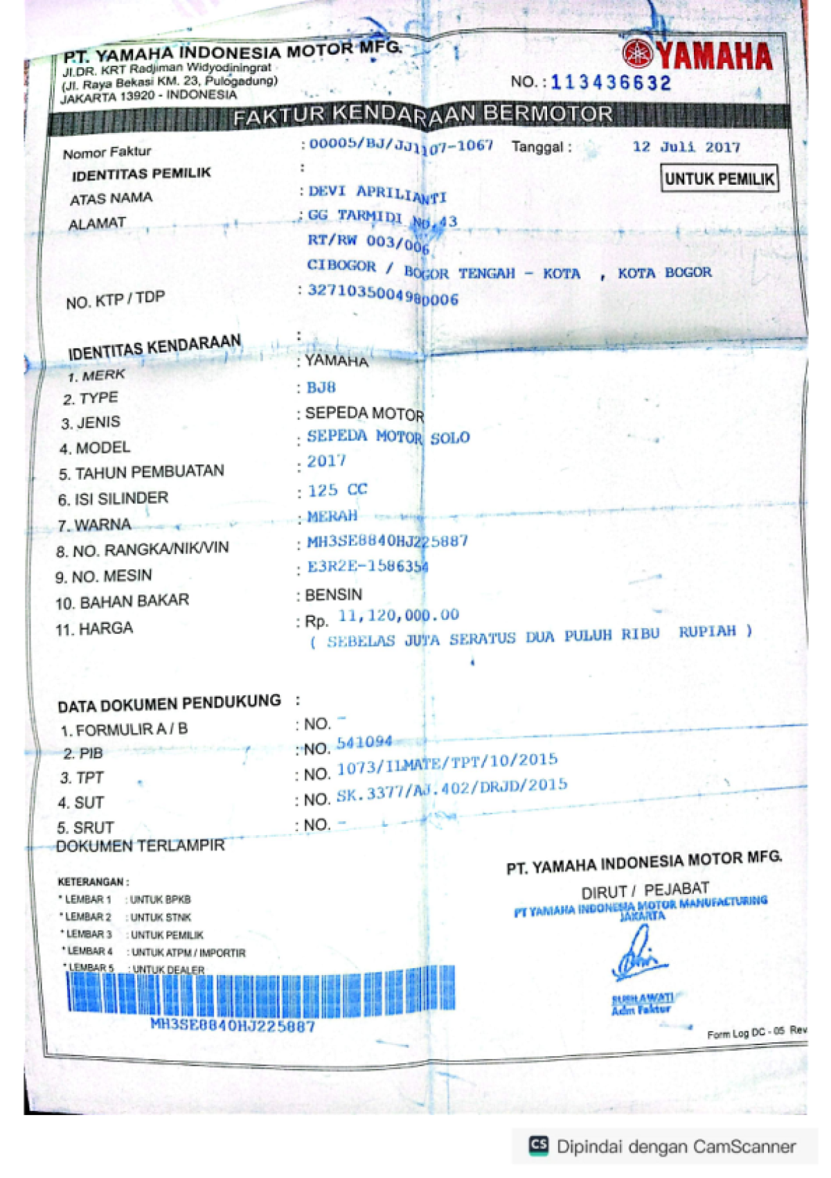 YAMAHA NEW FINO PREMIUM 125 BLUE CORE