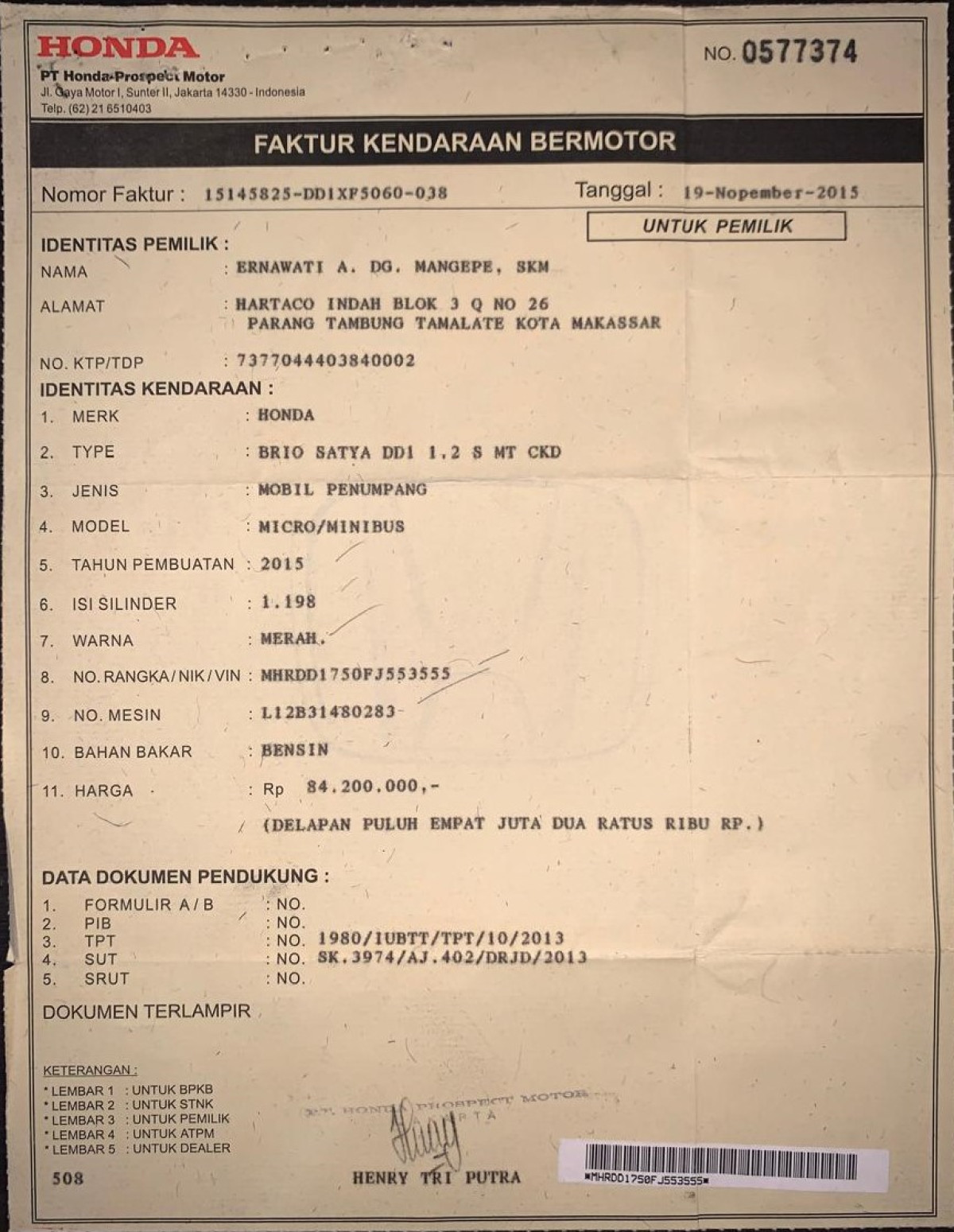 HONDA  BRIO  SATYA DD1 1.2 S