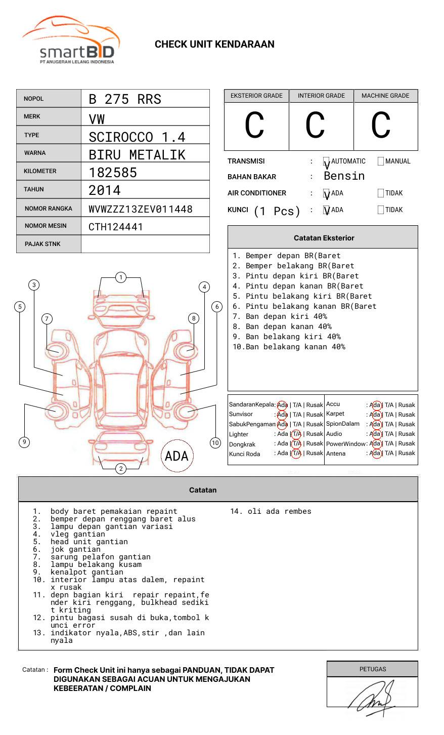VW SCIROCCO 1.4 AT