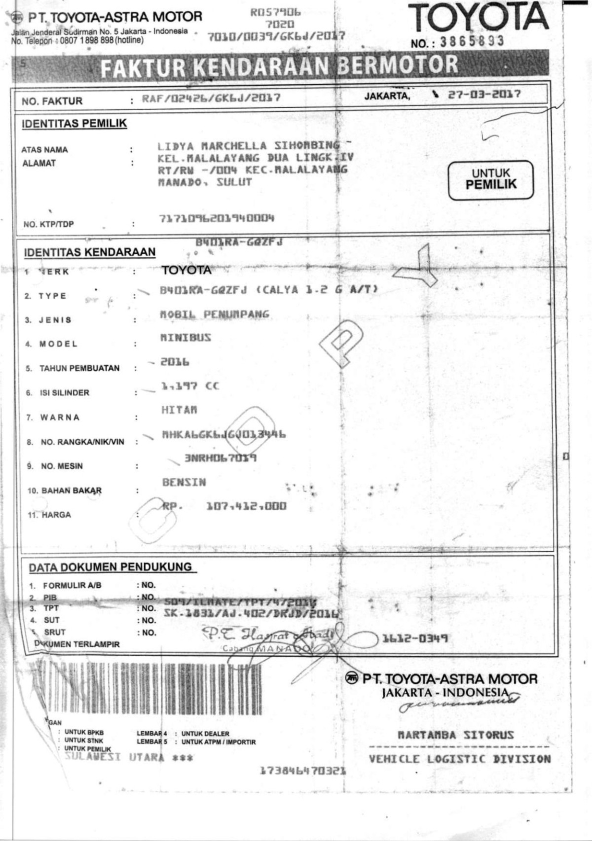 TOYOTA CALYA 1.2 G A/T