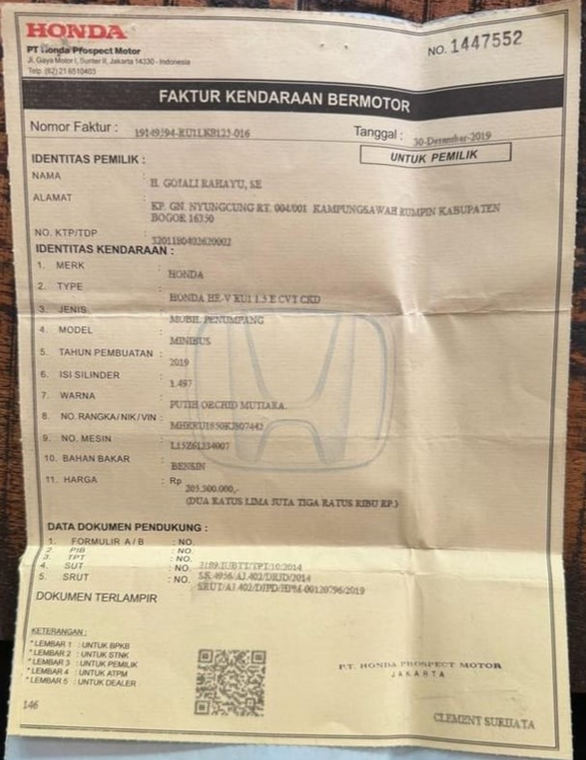 HONDA HRV RU1 1.5 E