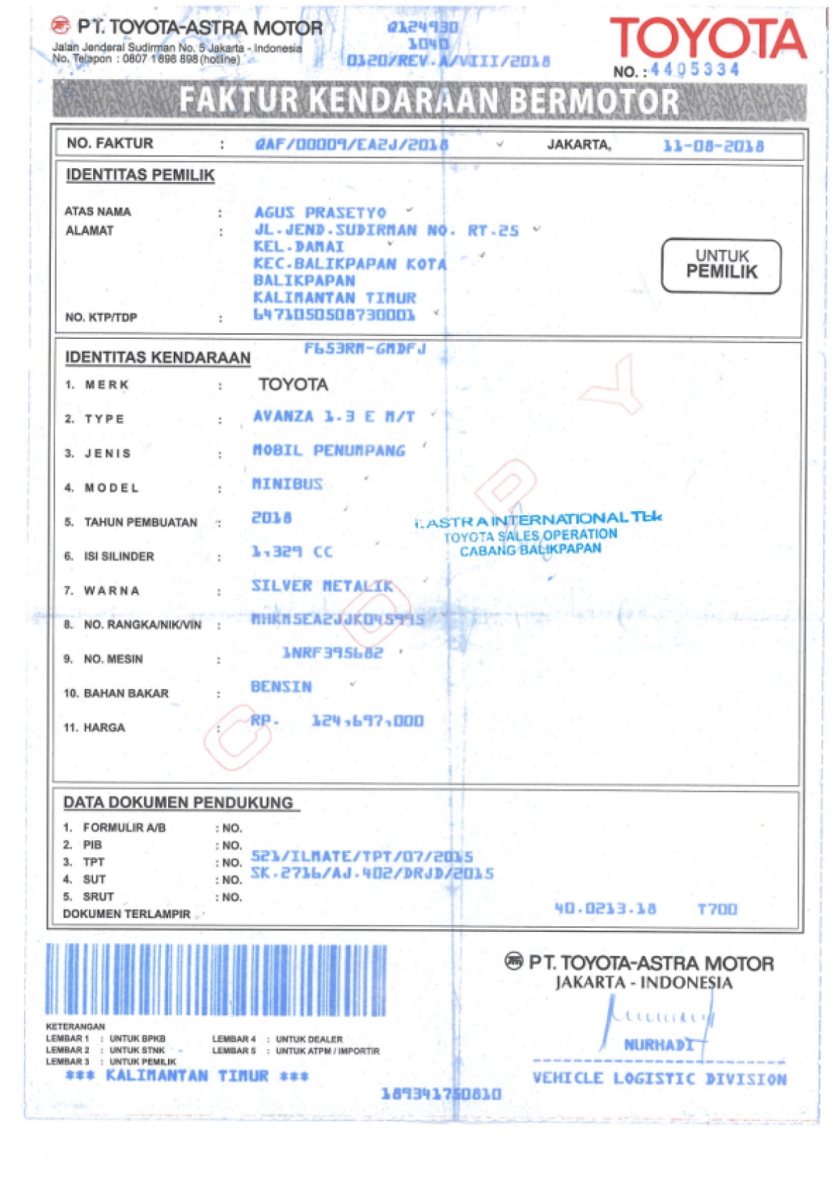 TOYOTA  AVANZA  1.3 E