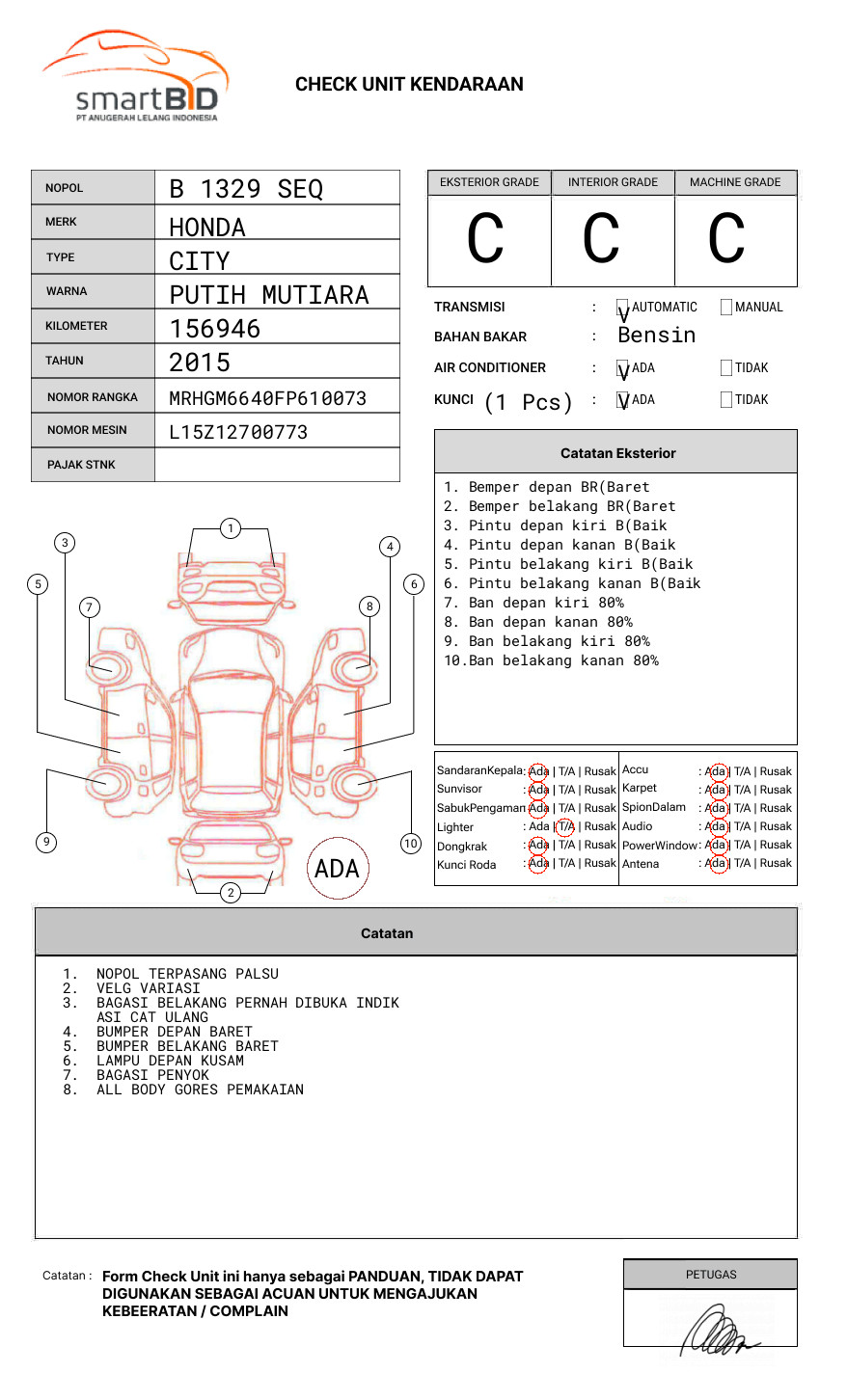 HONDA CITY E 1.5
