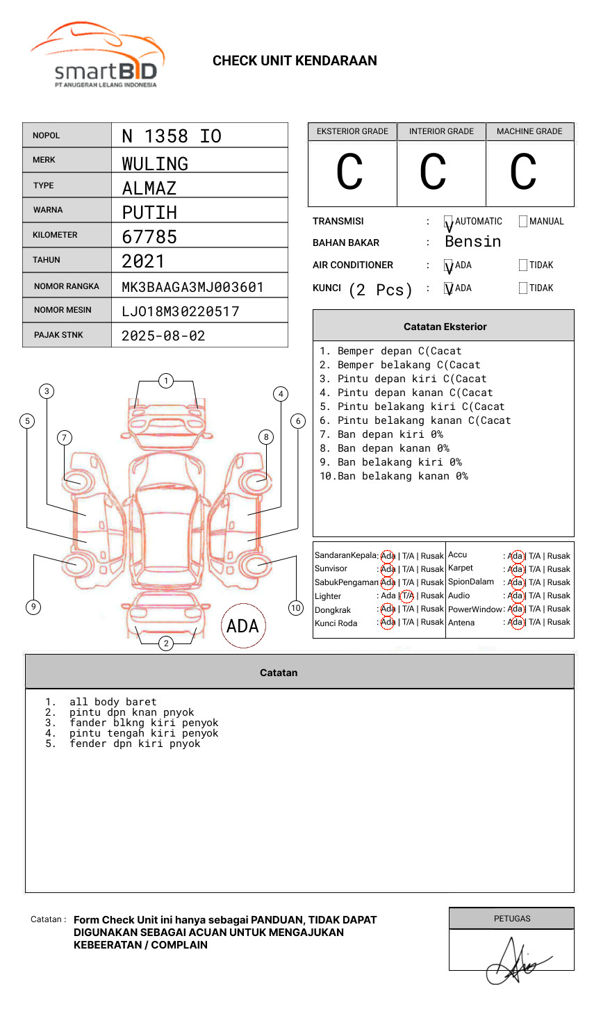 WULING Almaz 1.5LT LUX + SC CVT (4X2) A/T
