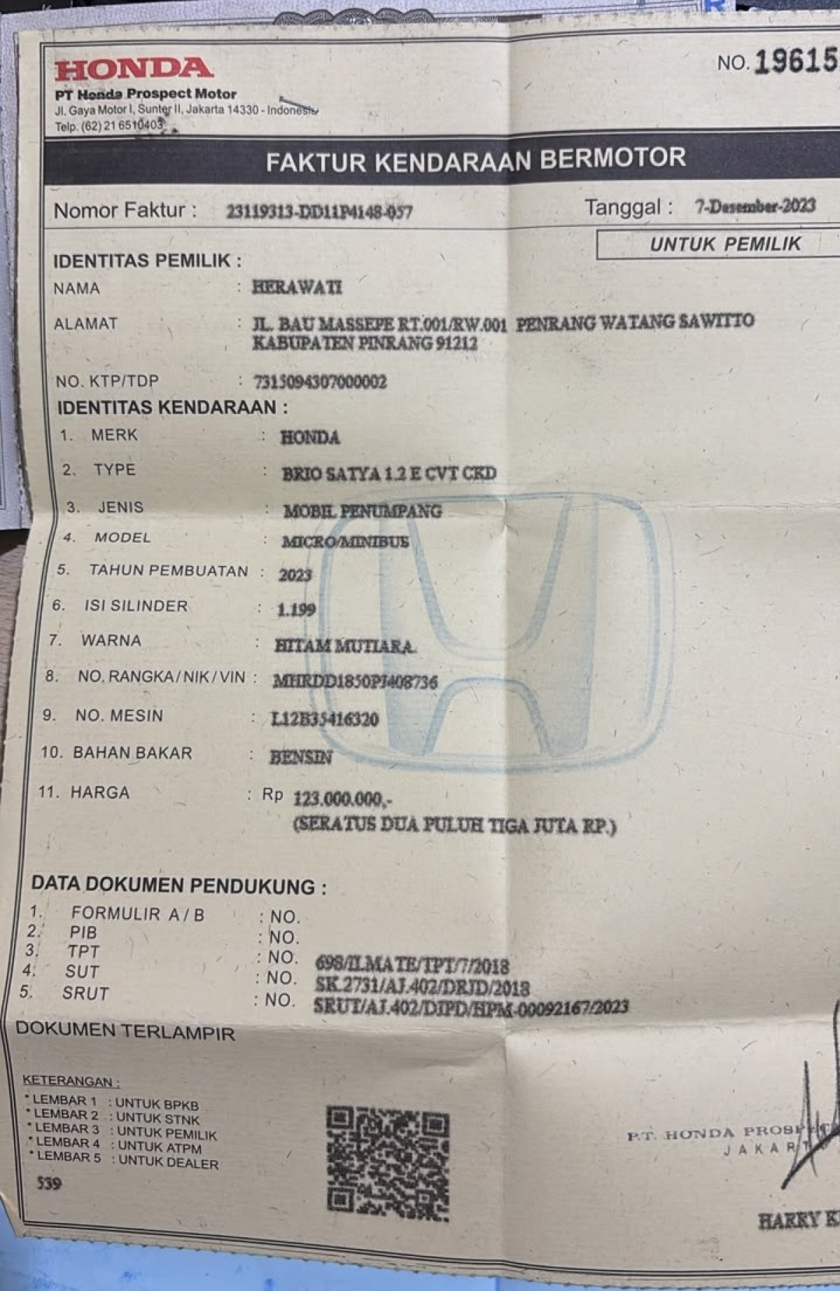 HONDA BRIO SATYA 1.2 E