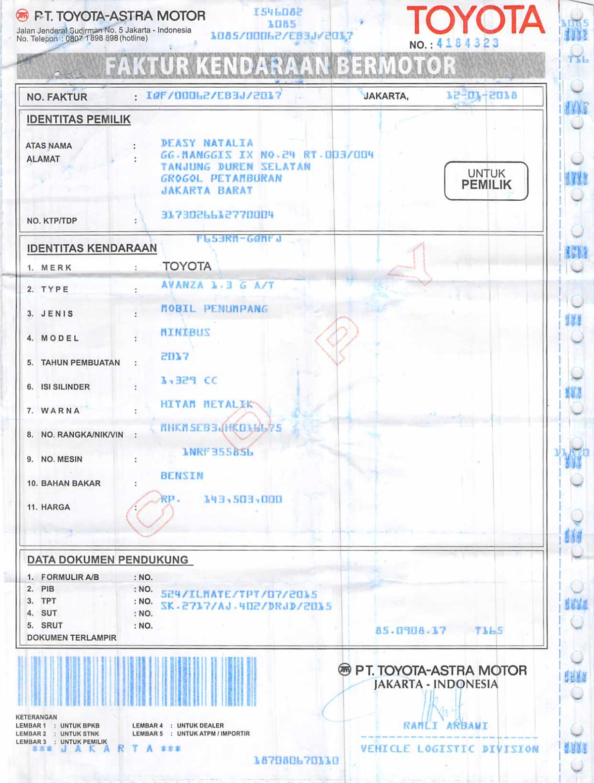 TOYOTA AVANZA 1.3 G