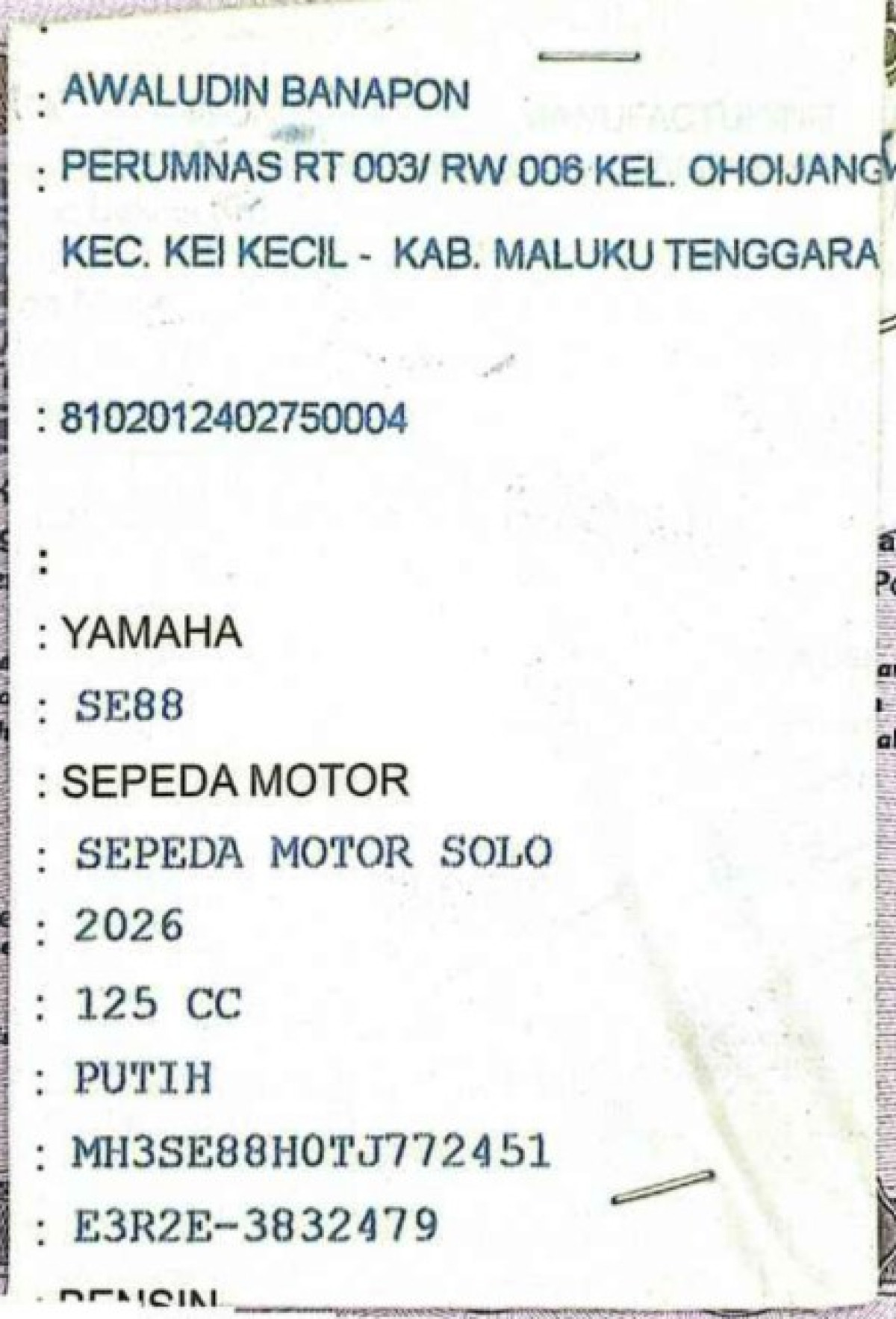 YAMAHA MIO M3 CW