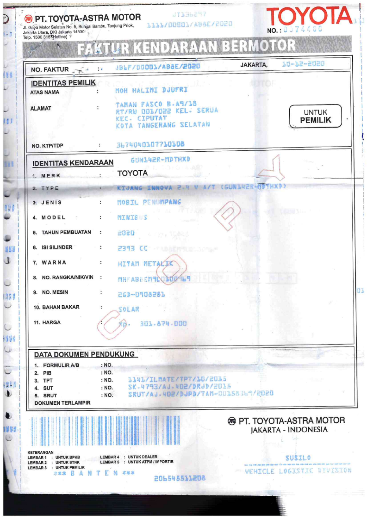 TOYOTA INNOVA 2.4 V