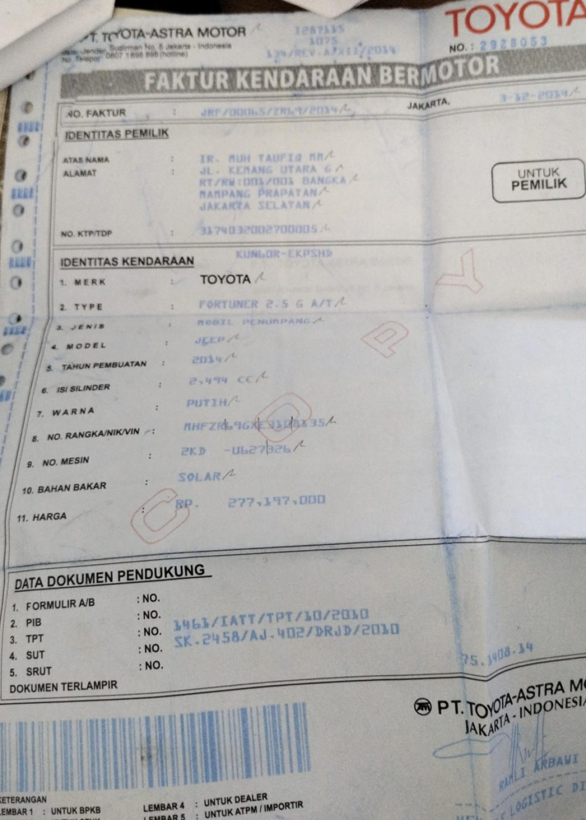 TOYOTA FORTUNER 2.5G AT