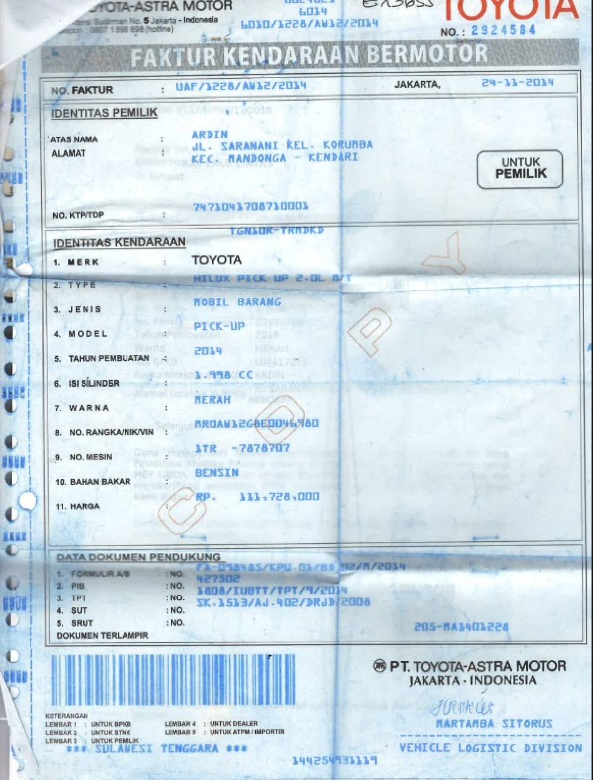 TOYOTA HILUX PICK UP