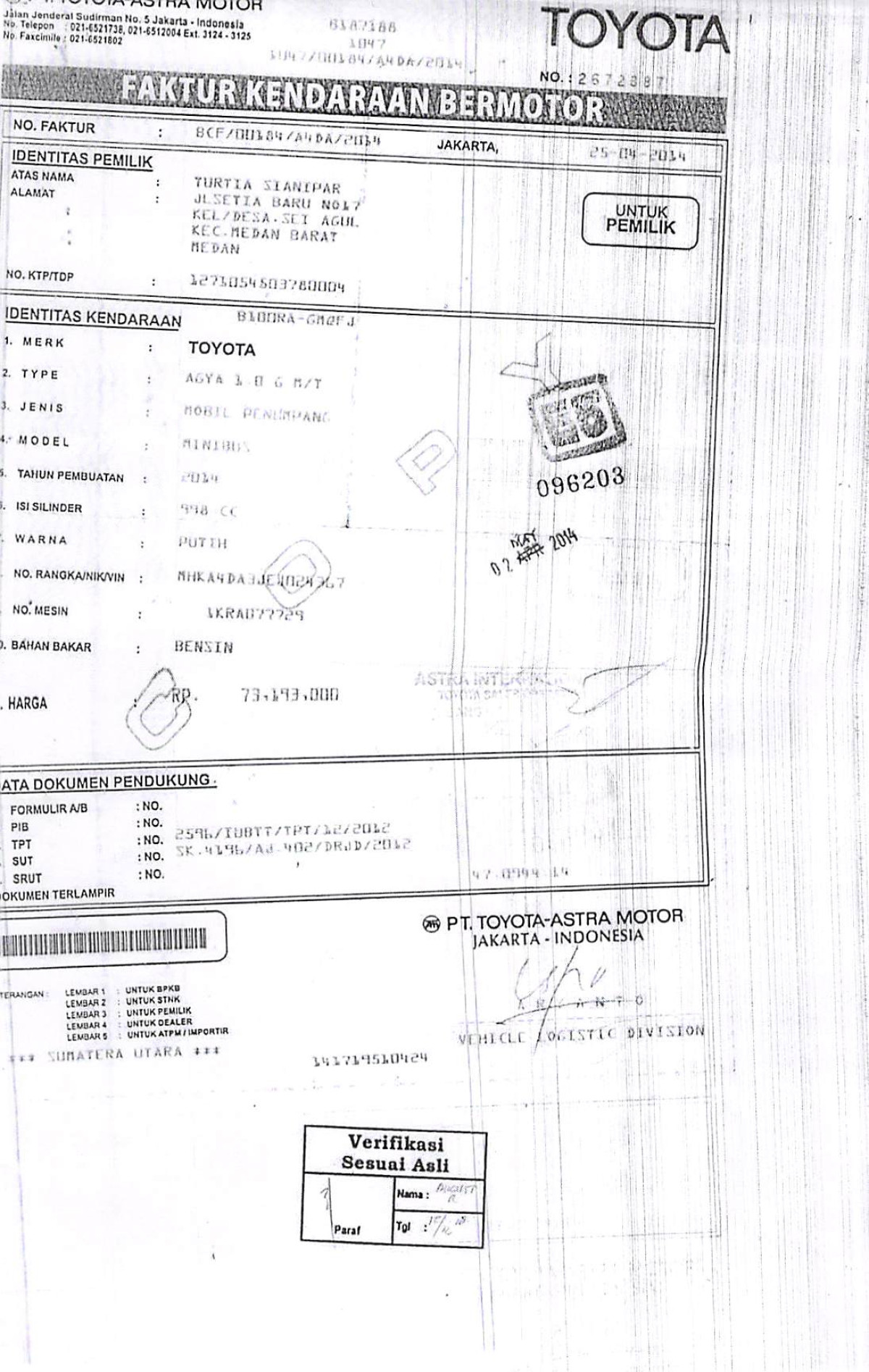 TOYOTA  AGYA  1.0 G