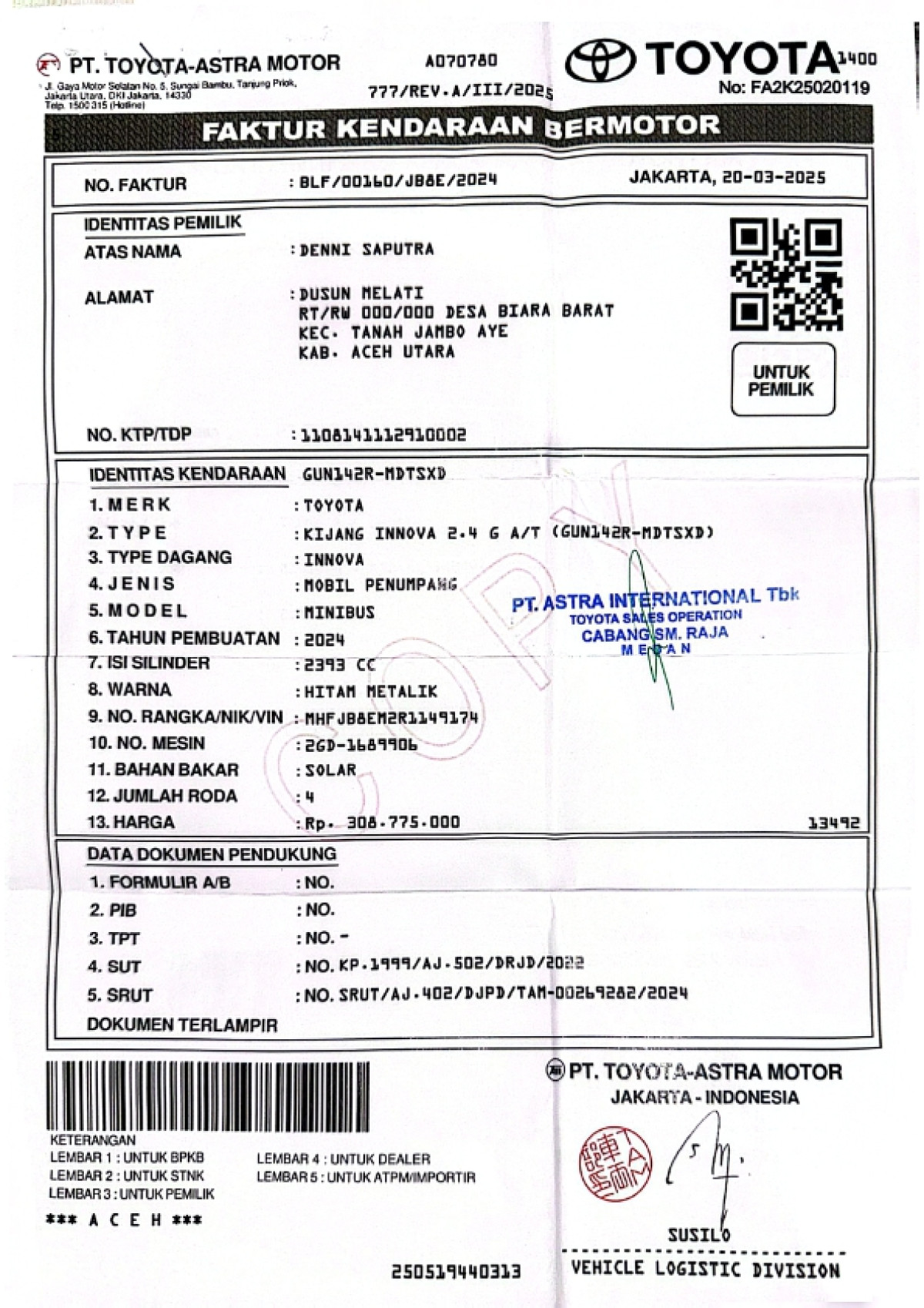 TOYOTA INNOVA 2.4 G