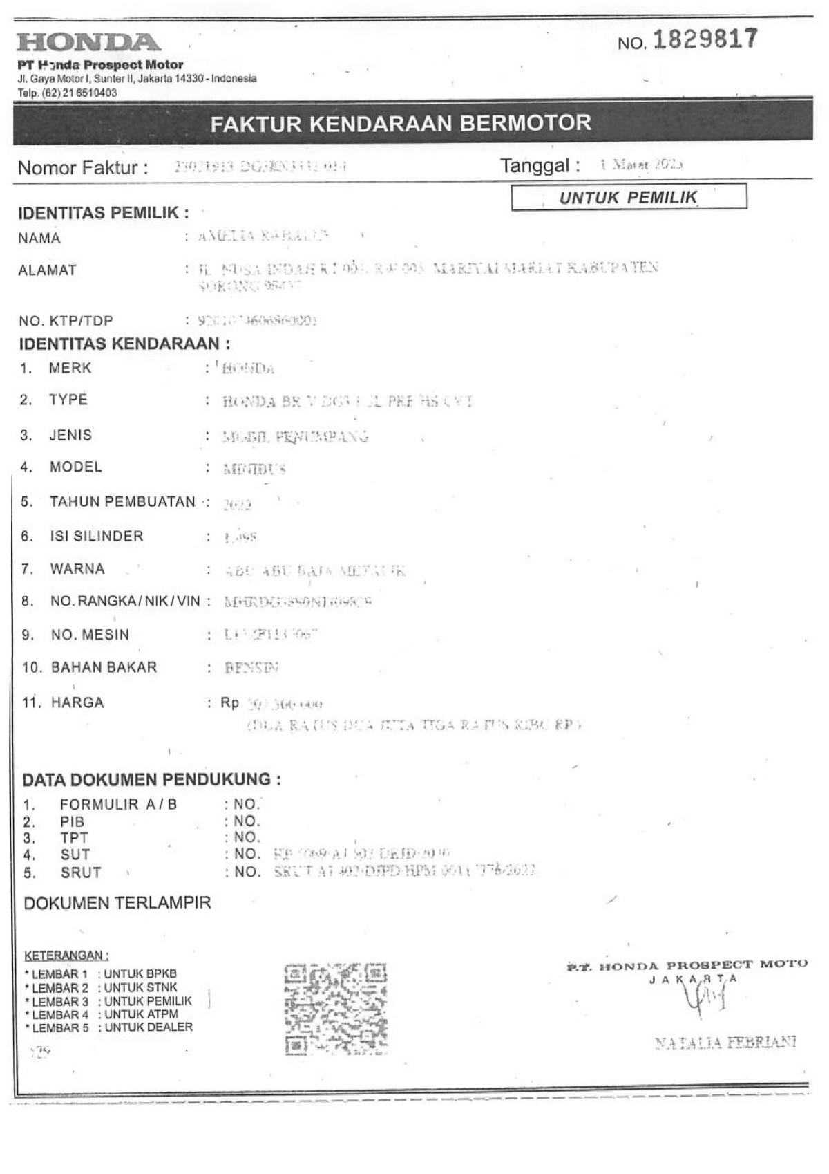 HONDA BRV DG3 1.5L PRECVT