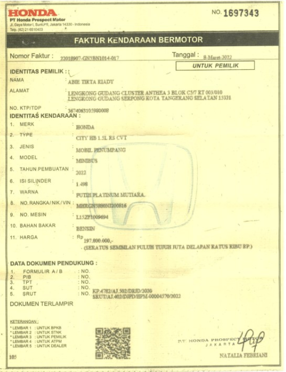 HONDA CITY HB 1.5 RS AT