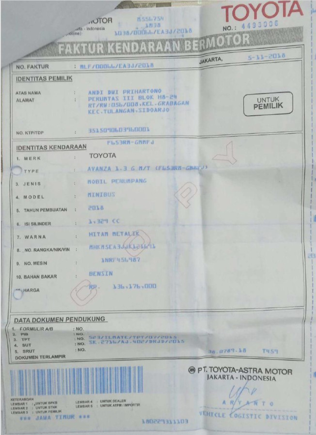 TOYOTA AVANZA 1.3 G