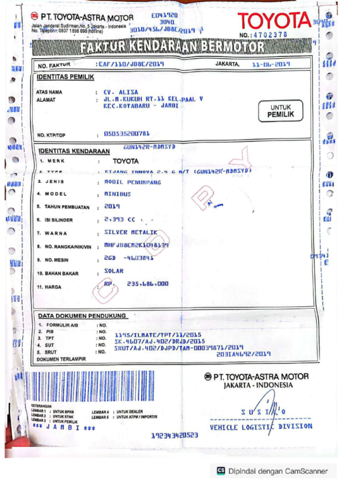 TOYOTA INNOVA 2.4 G