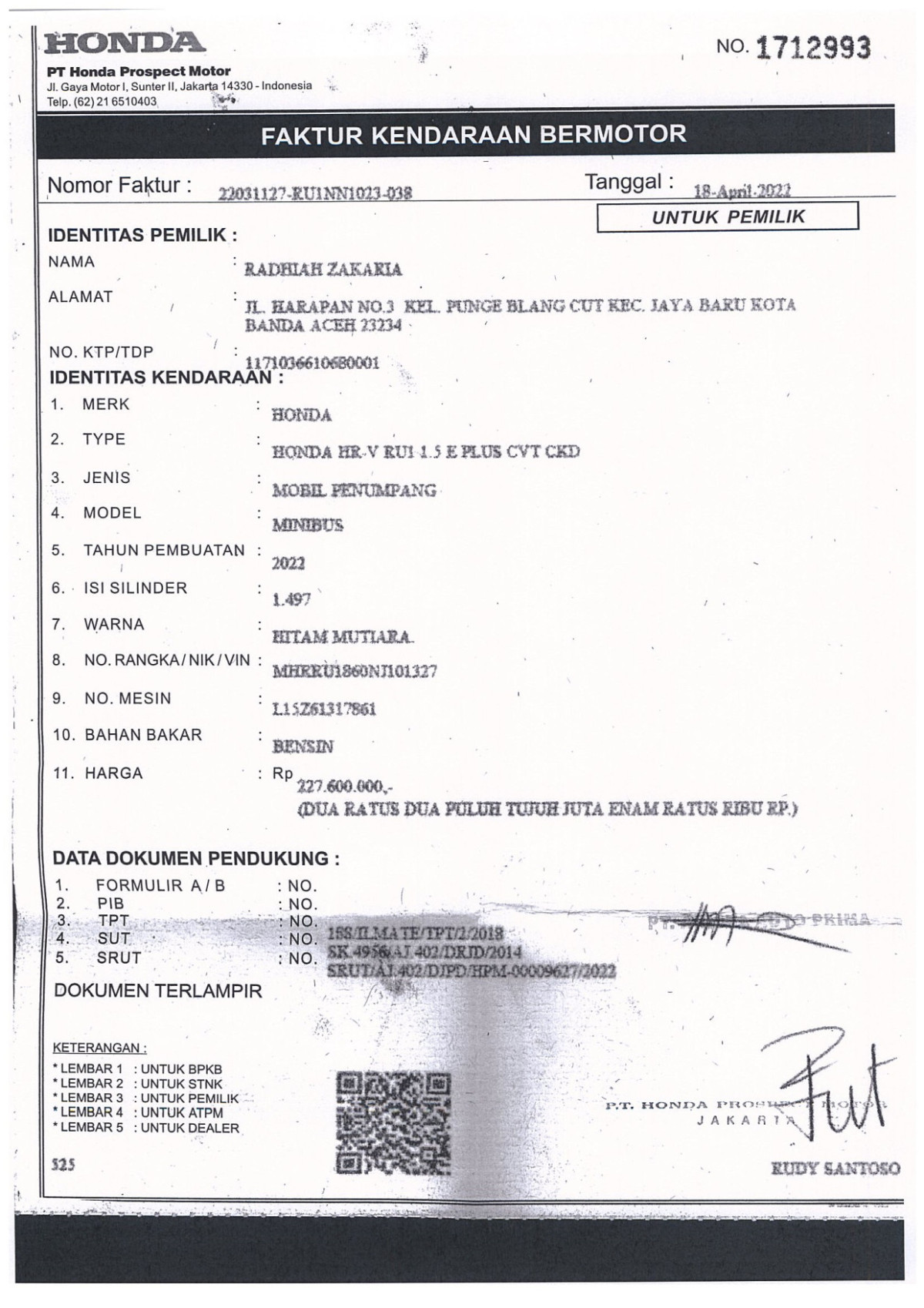 HONDA  HRV  RU1 1.5 E PLS CVT