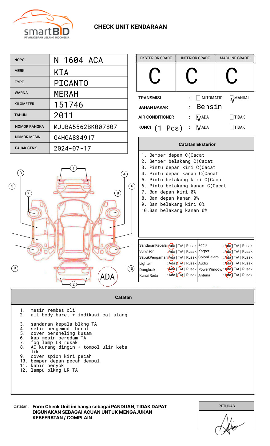 KIA PECANTO SE1.1L