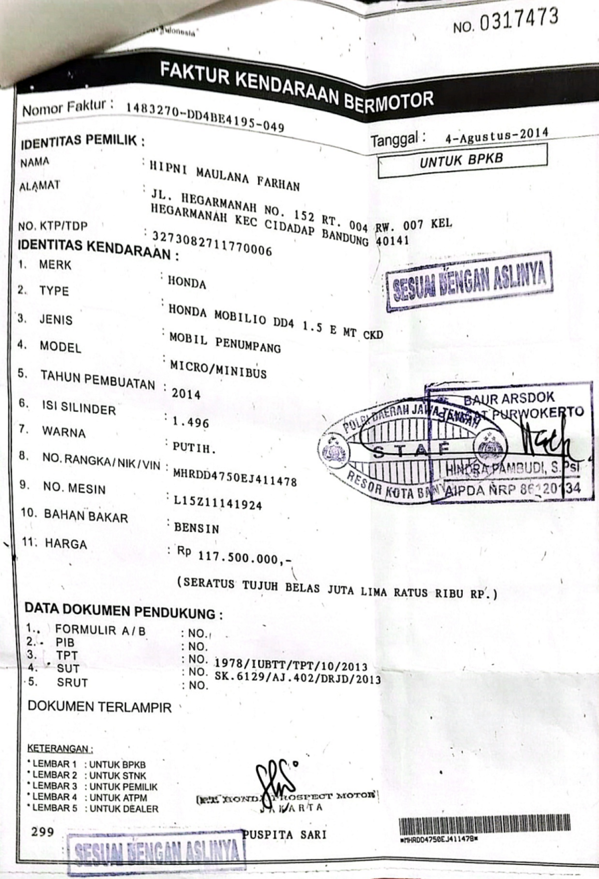 HONDA  MOBILIO  DD4 1.5E
