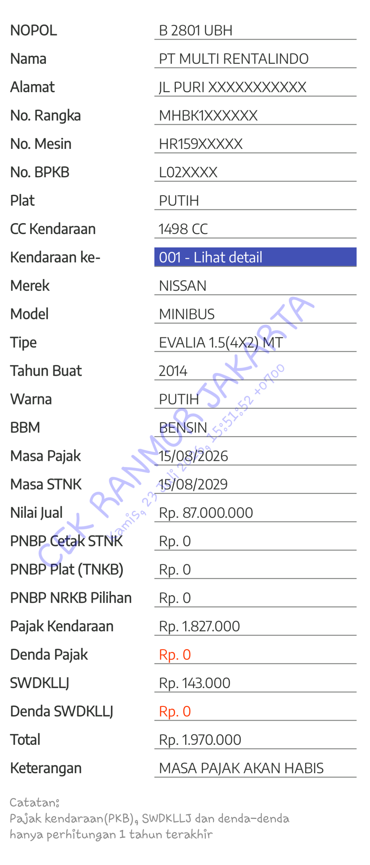 NISSAN EVALIA 1.5