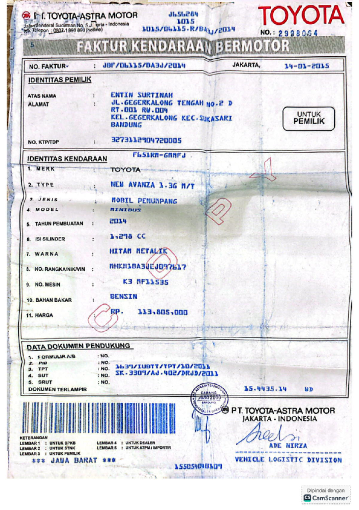 TOYOTA  AVANZA  1.3 G