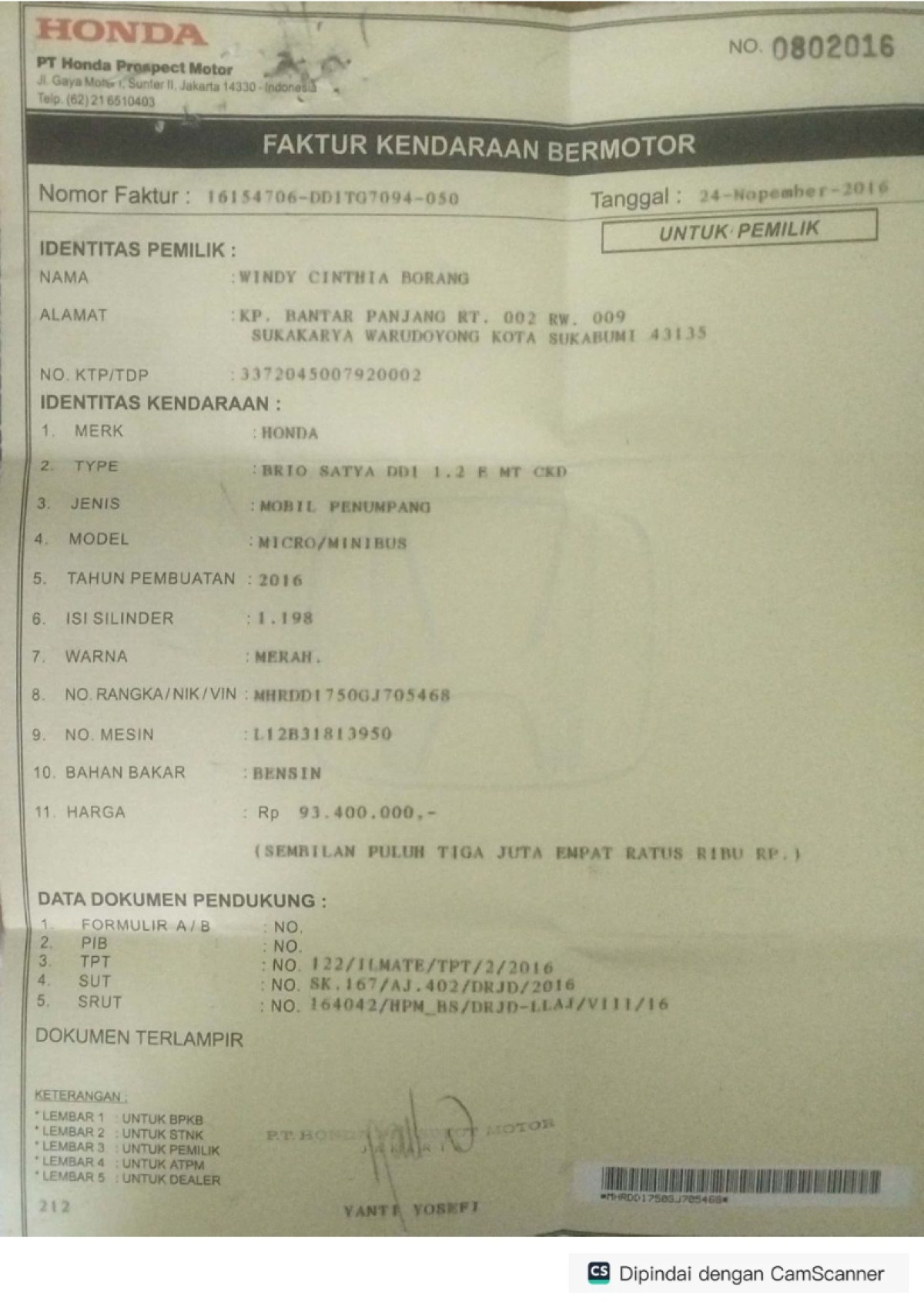 HONDA BRIO  SATYA DD1 1.2 E