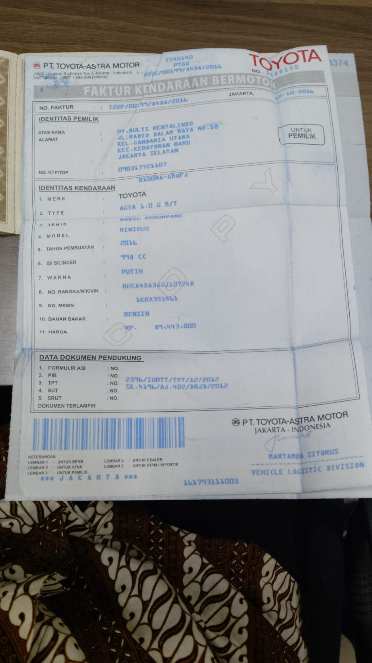 TOYOTA AGYA 1.0 G