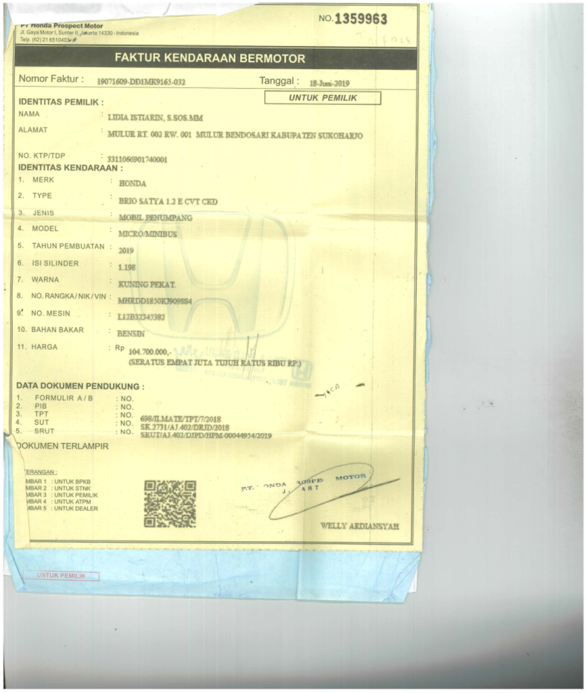 HONDA BRIO SATYA 1.2 E
