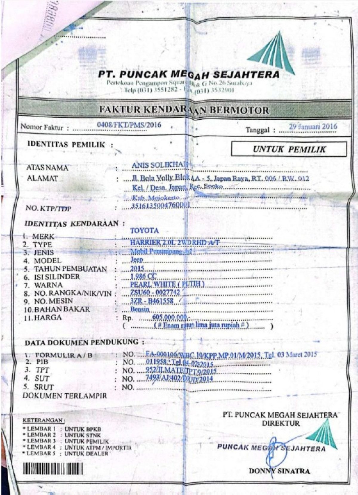 TOYOTA HARRIER 2.0 L