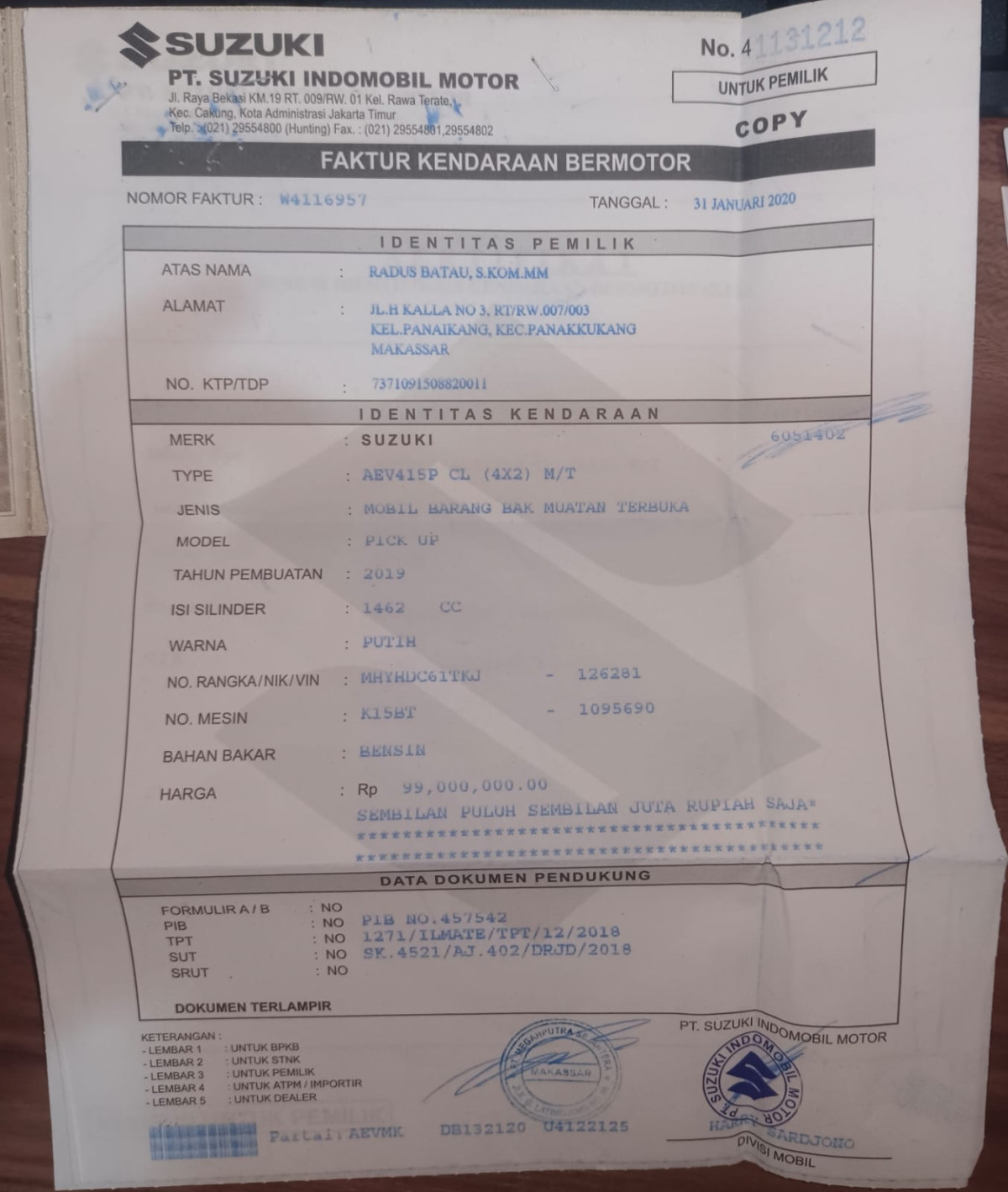 SUZUKI  CARRY  CL PICK UP