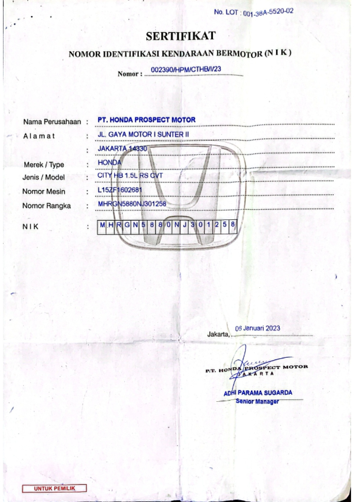 HONDA CITY HB 1.5 RS AT