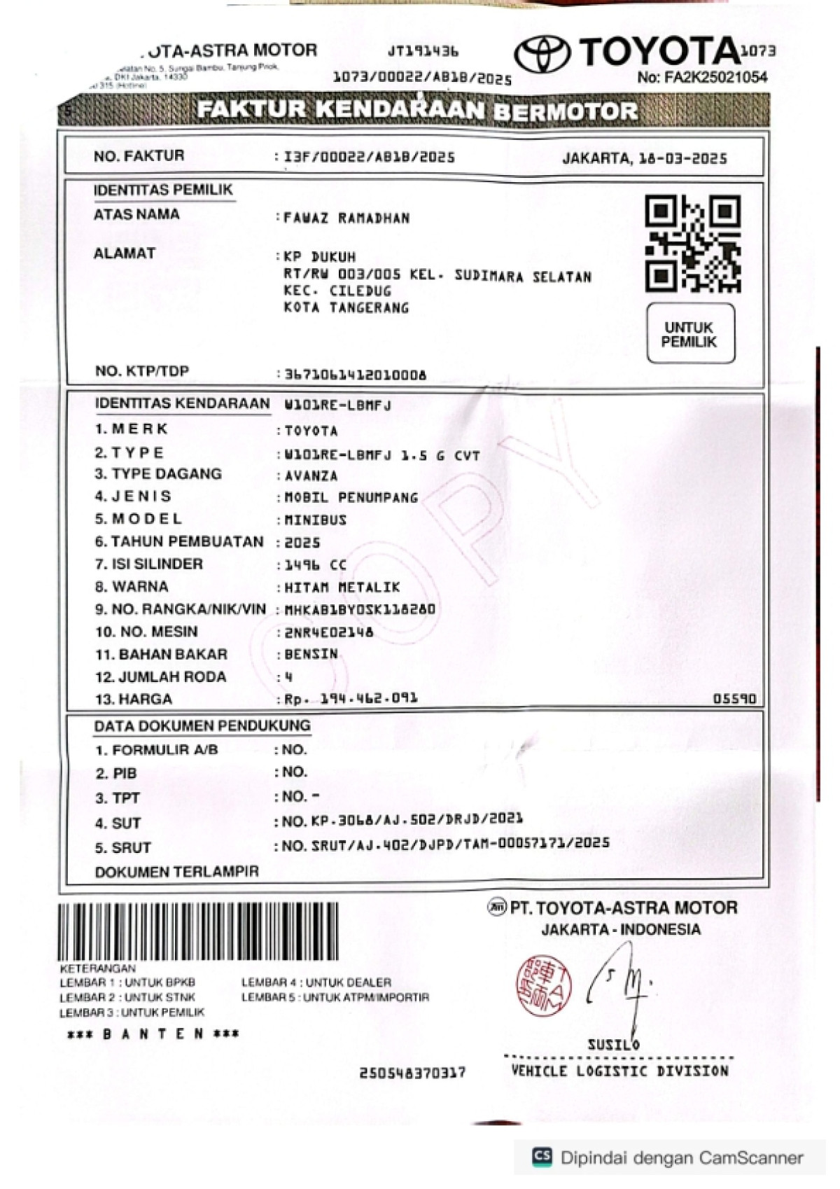 TOYOTA AVANZA 1.5 G