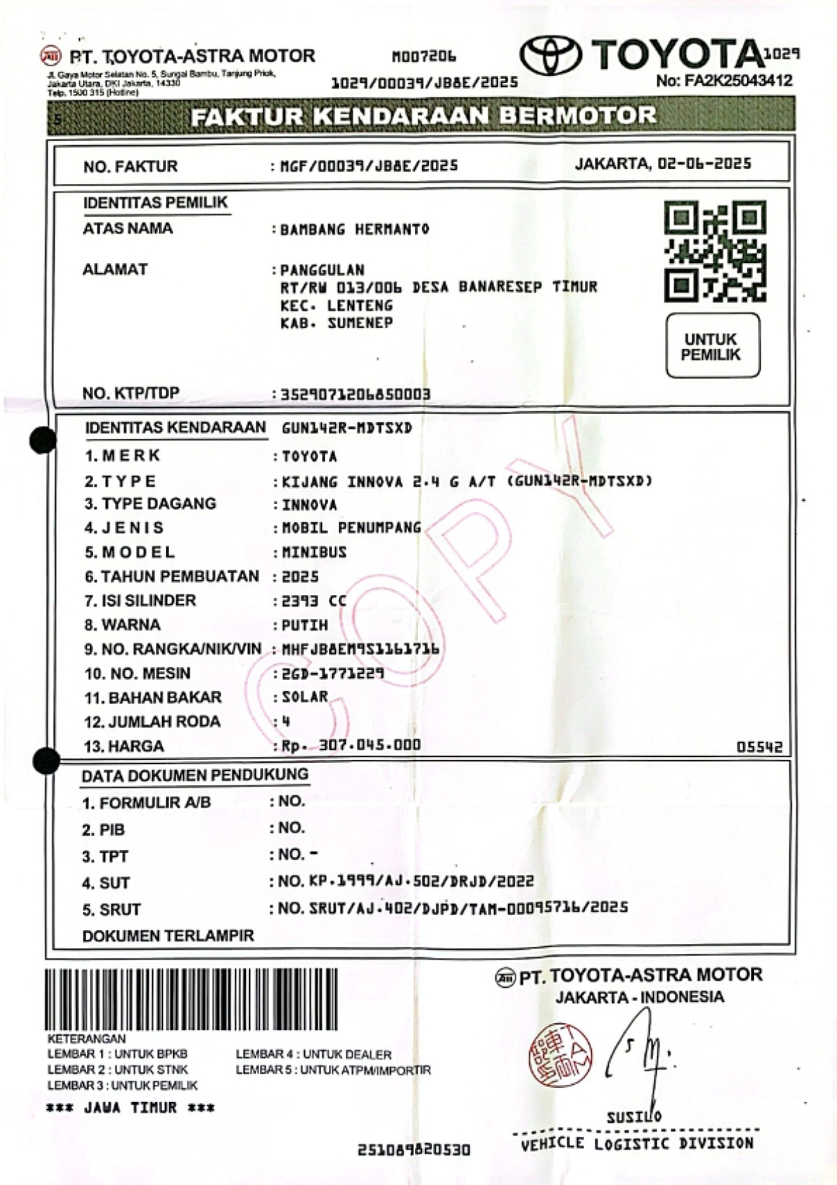 TOYOTA INNOVA 2.4 G