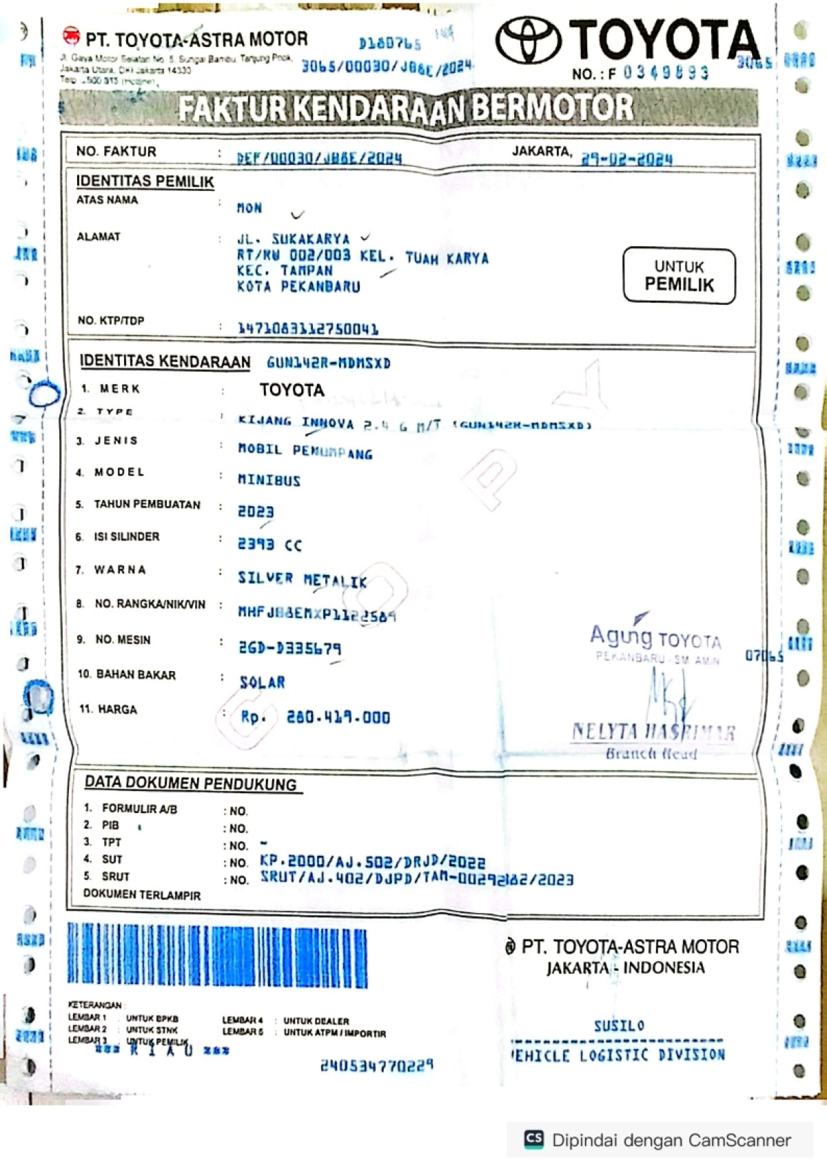 TOYOTA  INNOVA  2.4 G
