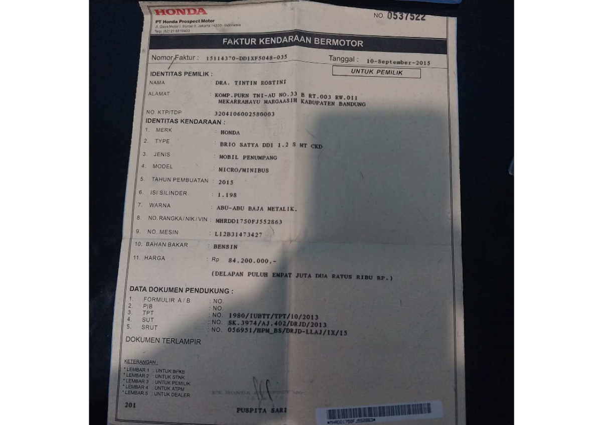 HONDA BRIO SATYA DD1 1.2 S