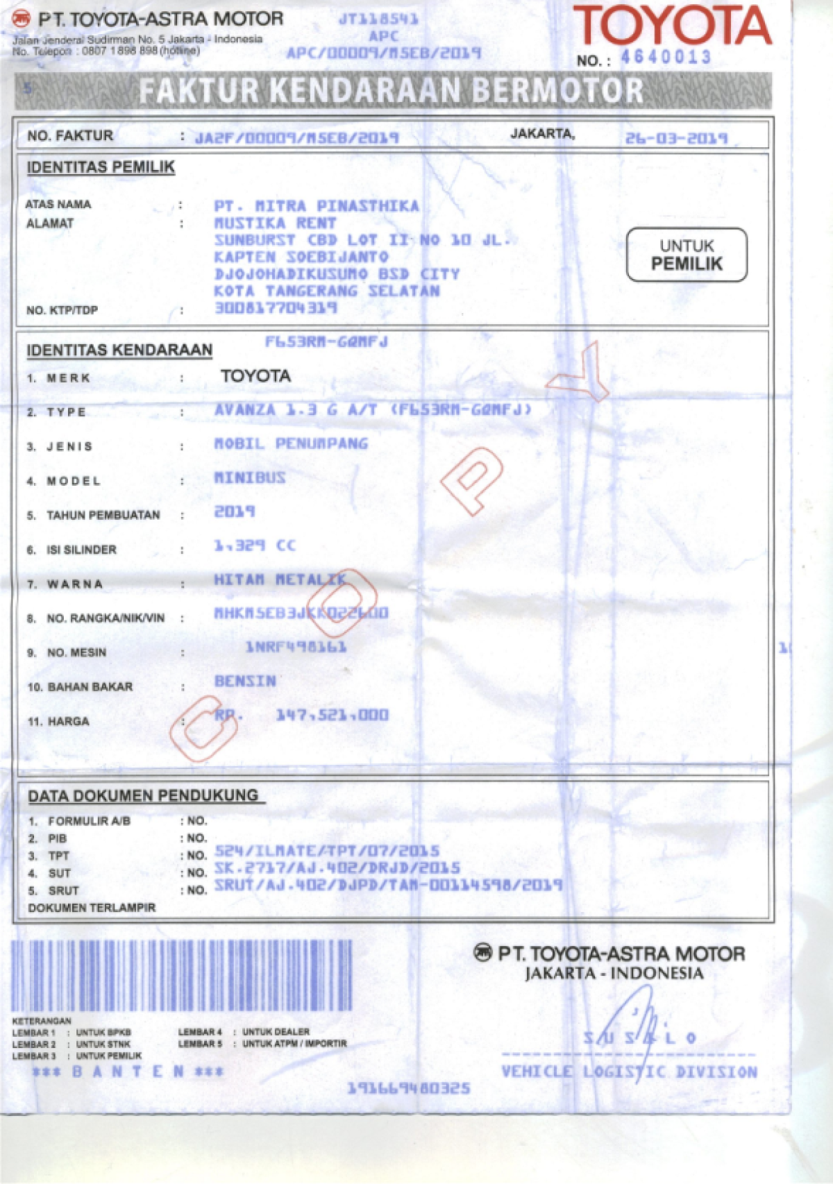 TOYOTA AVANZA 1.3 G