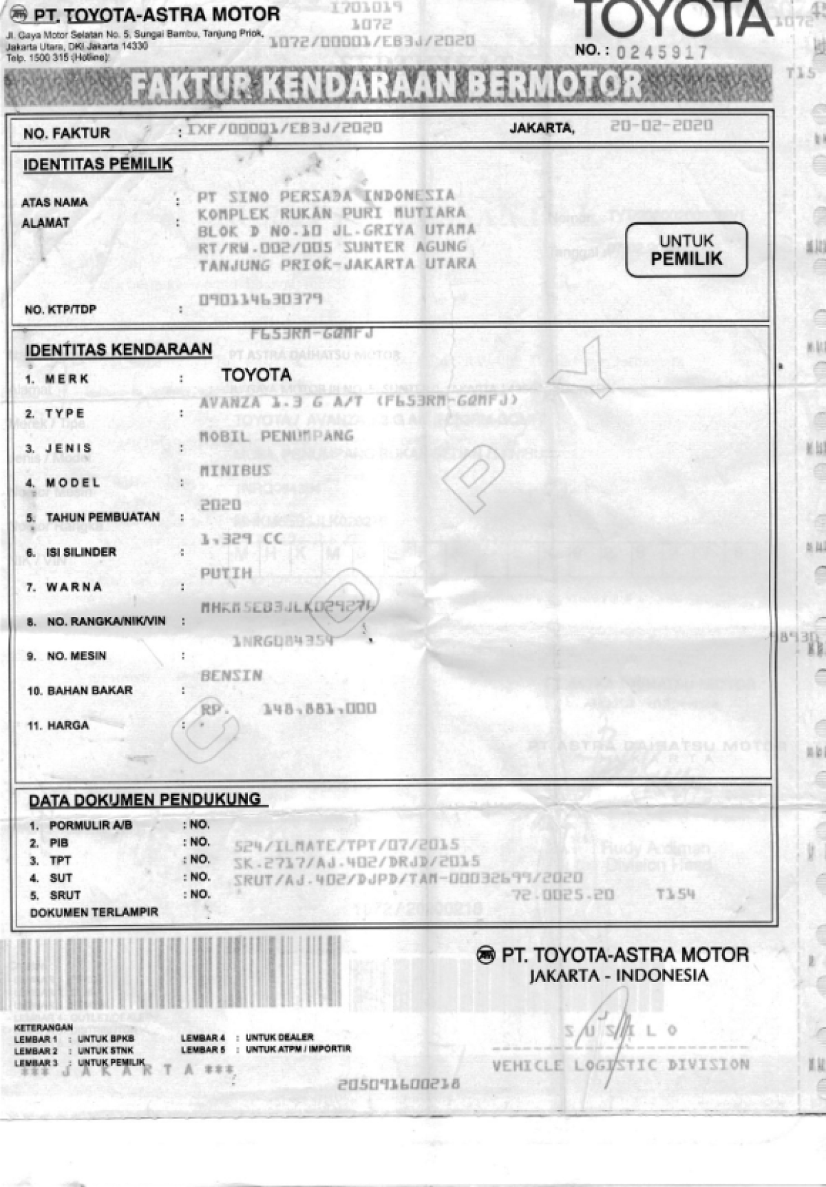 TOYOTA AVANZA 1.3 G