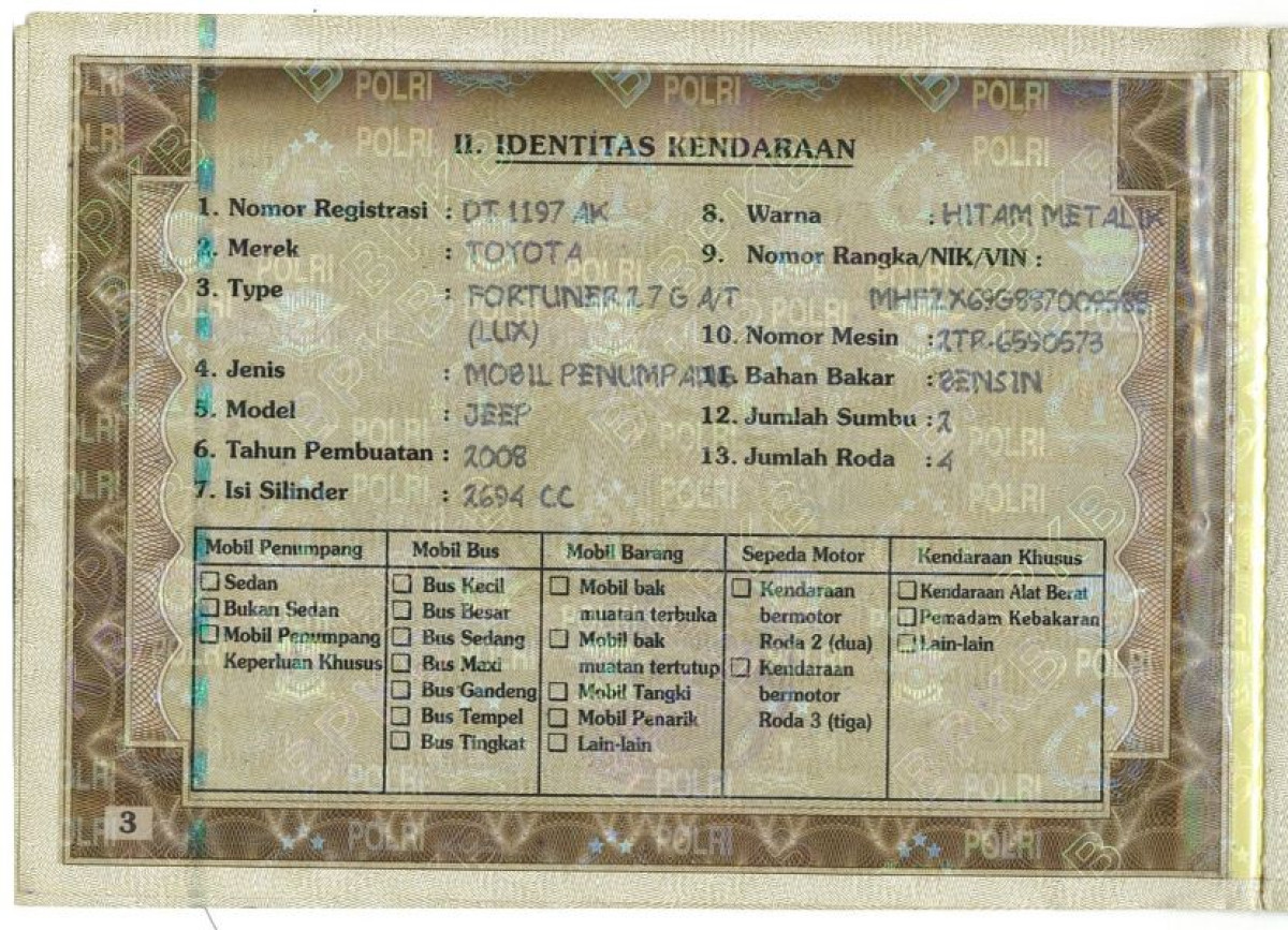 TOYOTA FORTUNER 2.7 G